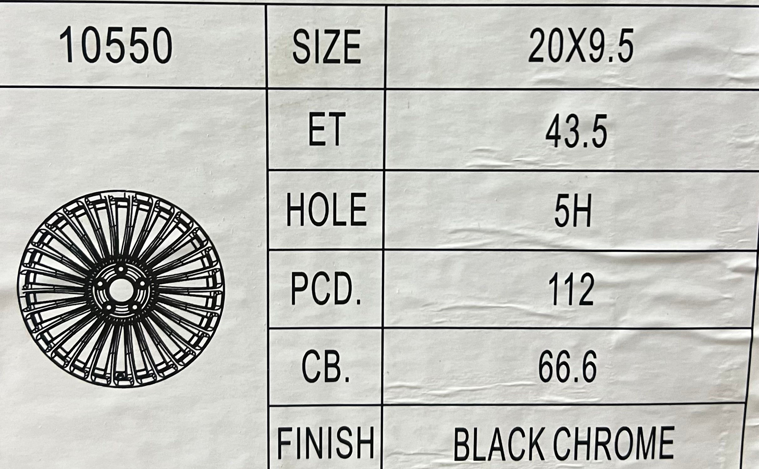 MB 10550 20X9.5 5X112 BLACK CHROME