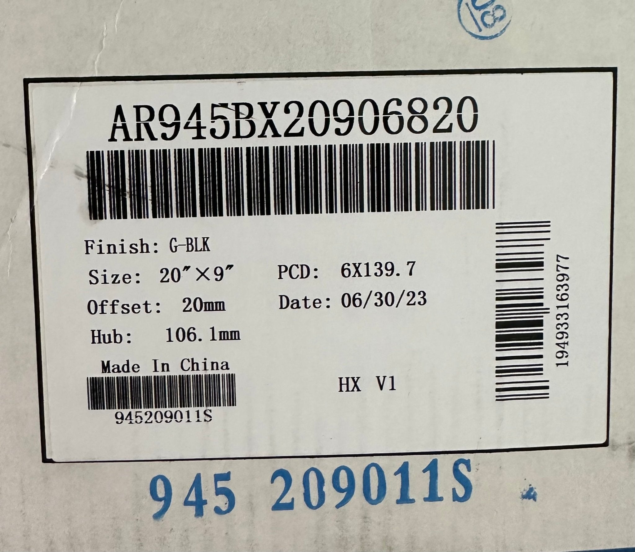 AR945 20X9 6X139.7 GLOSS BLACK - Gun Hill Tire House (WTW - WHOLESALE TIRES & WHEELS)