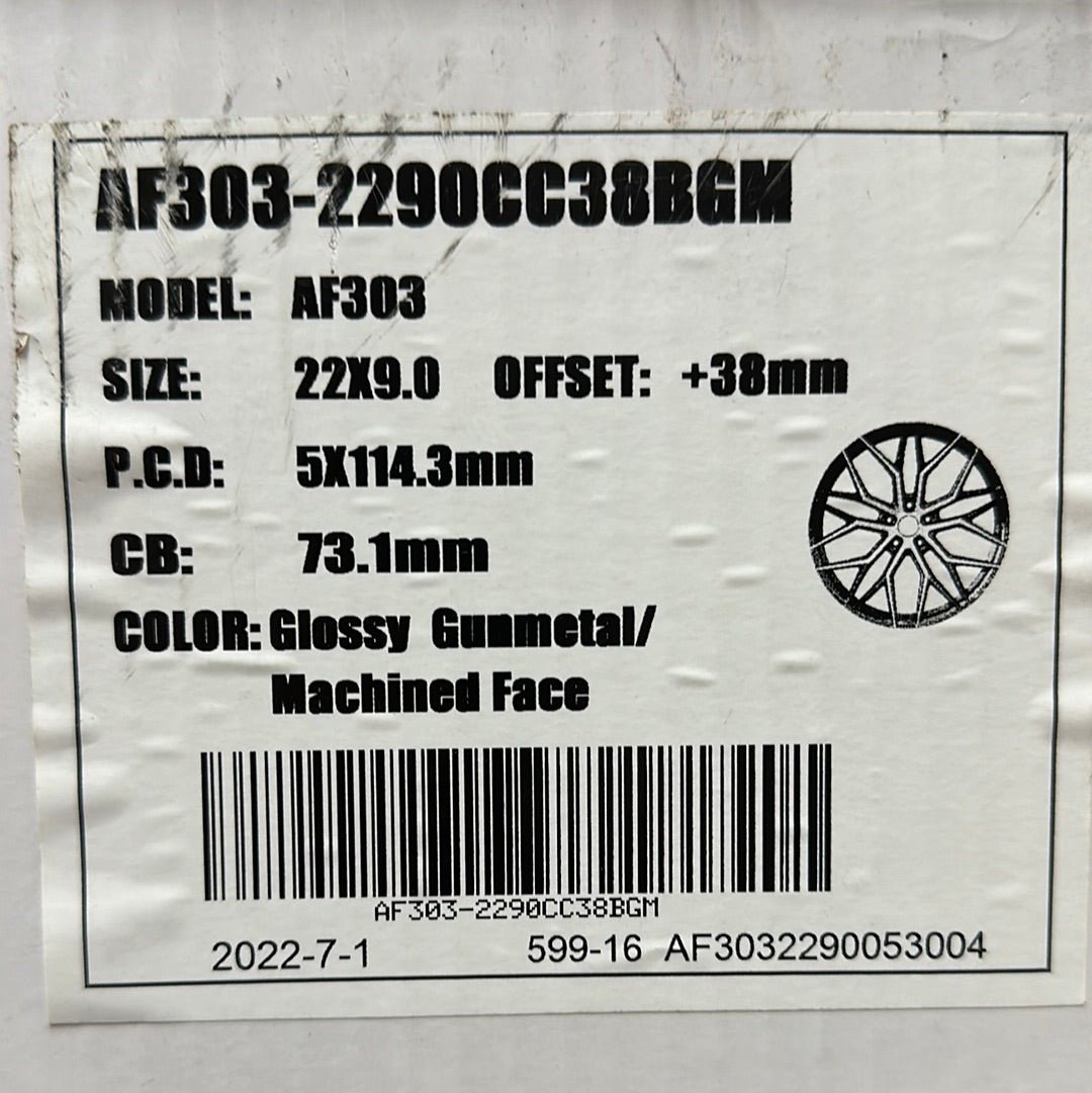 AF303 22x9.0 5x114.3 GLOSS GUNMETAL MACHINED FACE - Gun Hill Tire House (WTW - WHOLESALE TIRES & WHEELS)