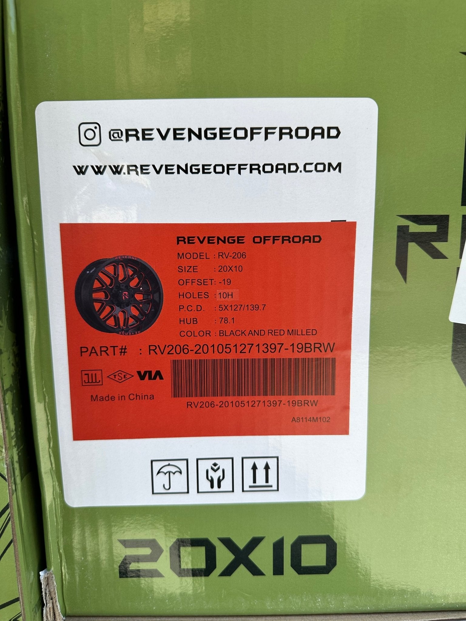 REVENGE RV - 206 20X10 5x127 / 5x139.7 BLACK RED MILLED - Gun Hill Tire House (WTW - WHOLESALE TIRES & WHEELS)