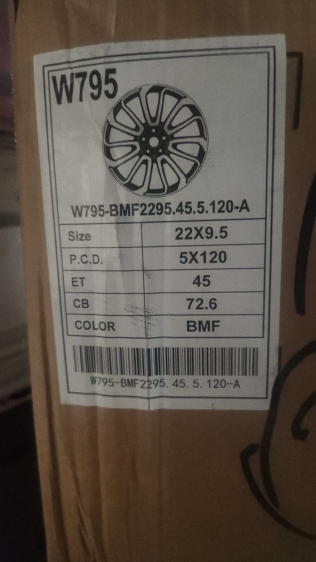 W795 22X9.5 5X120 BLACK MACHINED FACE - Gun Hill Tire House (WTW - WHOLESALE TIRES & WHEELS)