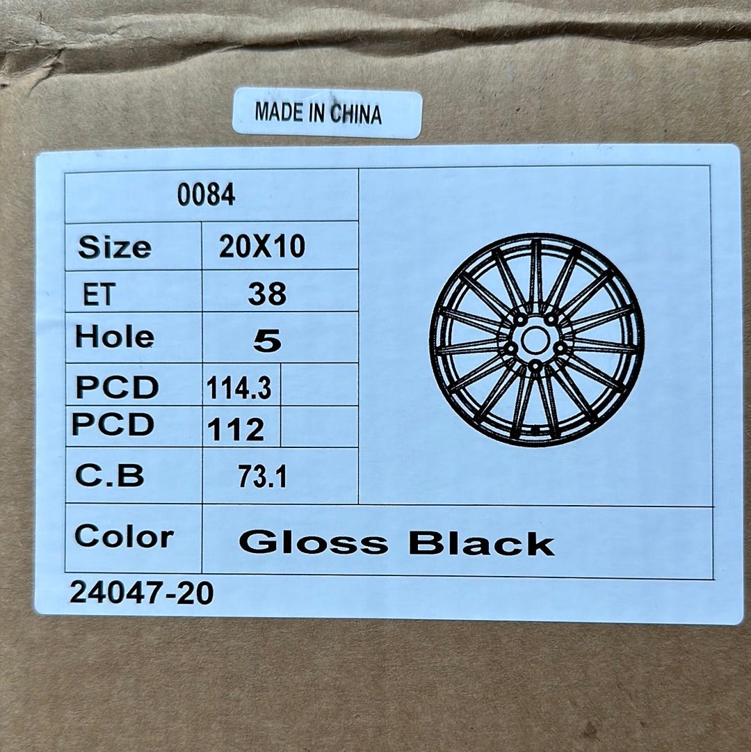 PEGASUS - 0084 Si - 02 20x10.0 5x112 / 5x114.3 GLOSS BLACK +38mm 73.1mm - Gun Hill Tire House (WTW - WHOLESALE TIRES & WHEELS)