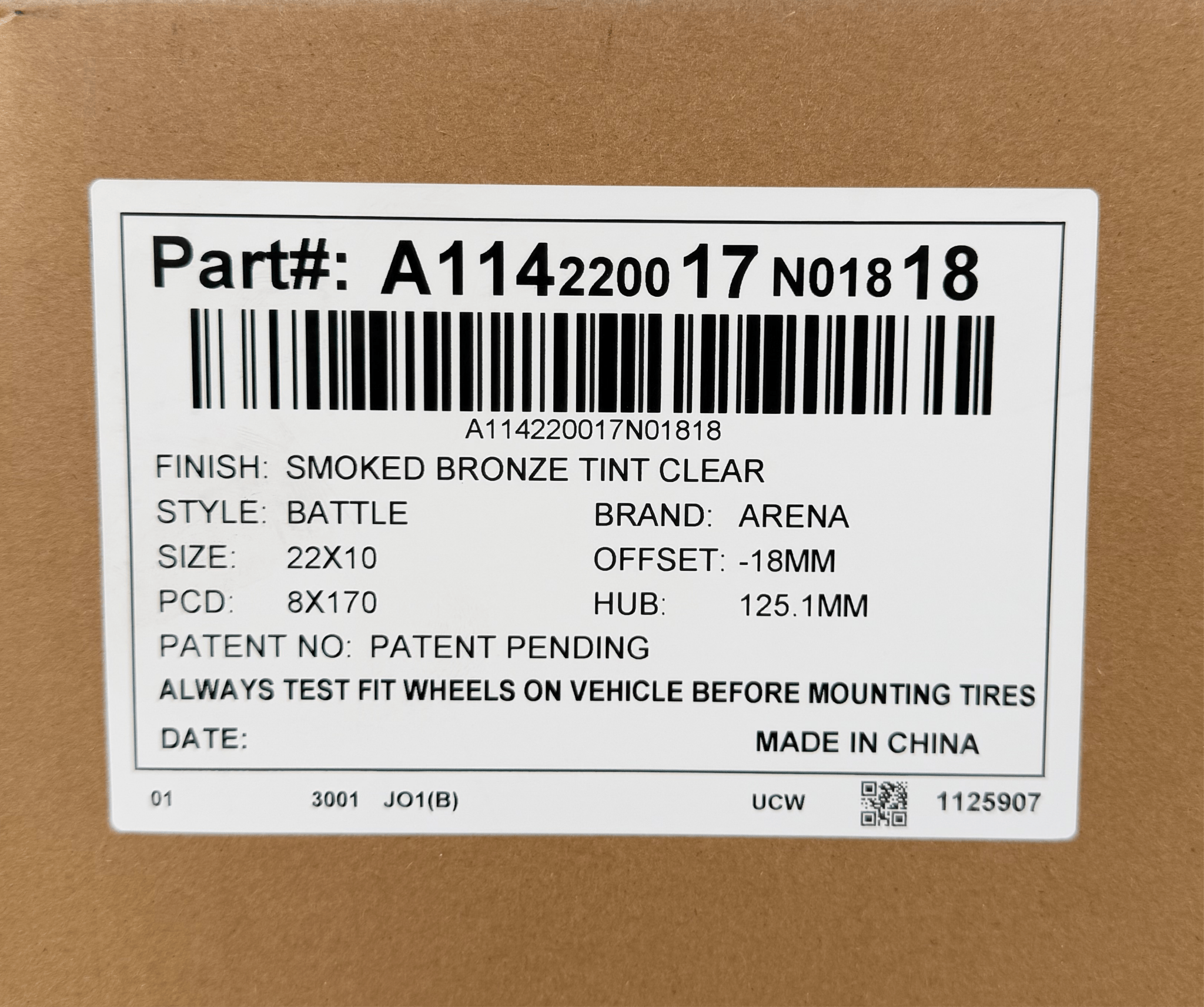 A114 ARENA BATTLE 22x10 8x170 SMOKED BRONZE TINT CLEAR - Gun Hill Tire House (WTW - WHOLESALE TIRES & WHEELS)