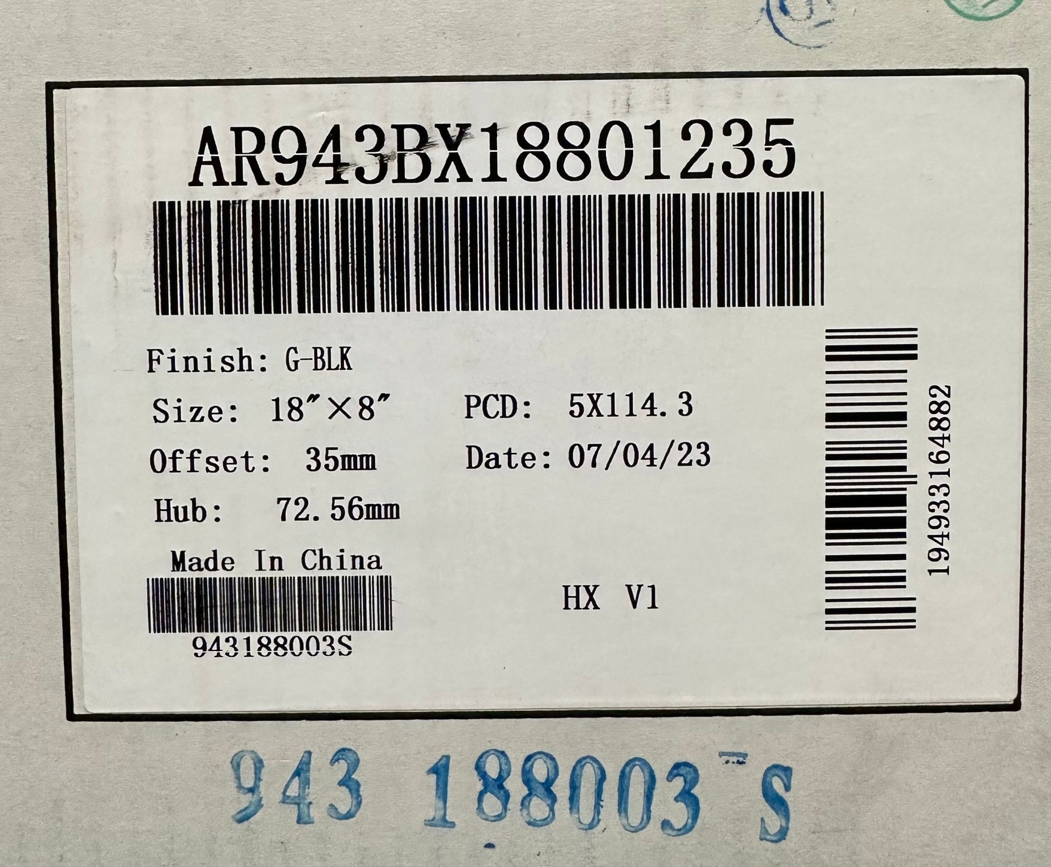 AR943 18X8 5X114.3 GLOSS BLACK - Gun Hill Tire House (WTW - WHOLESALE TIRES & WHEELS)