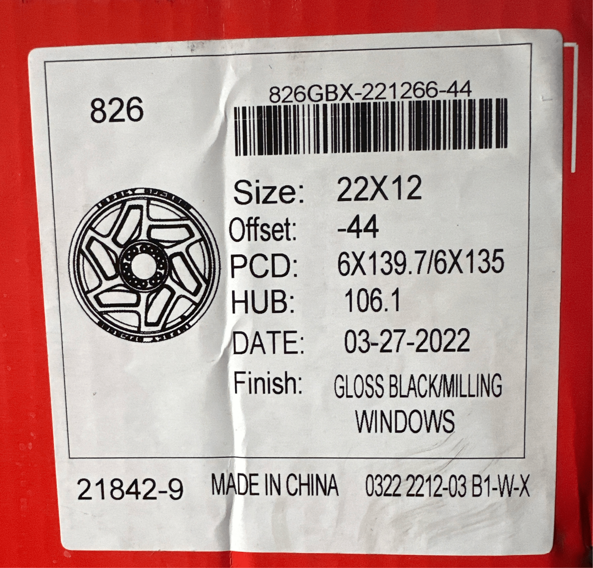 IMPACT 826 22x12 6x139.7 / 6x135 GLOSS BLACK MILLING WINDOWS - Gun Hill Tire House (WTW - WHOLESALE TIRES & WHEELS)