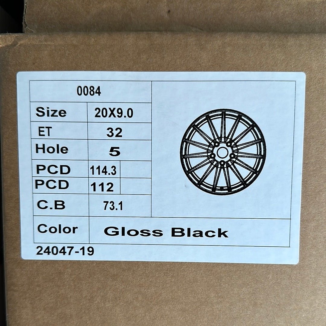 PEGASUS - 0084 VS - 84 Si - 02 20x9.0 5x112 / 5x114.3 GLOSS BLACK - Gun Hill Tire House (WTW - WHOLESALE TIRES & WHEELS)
