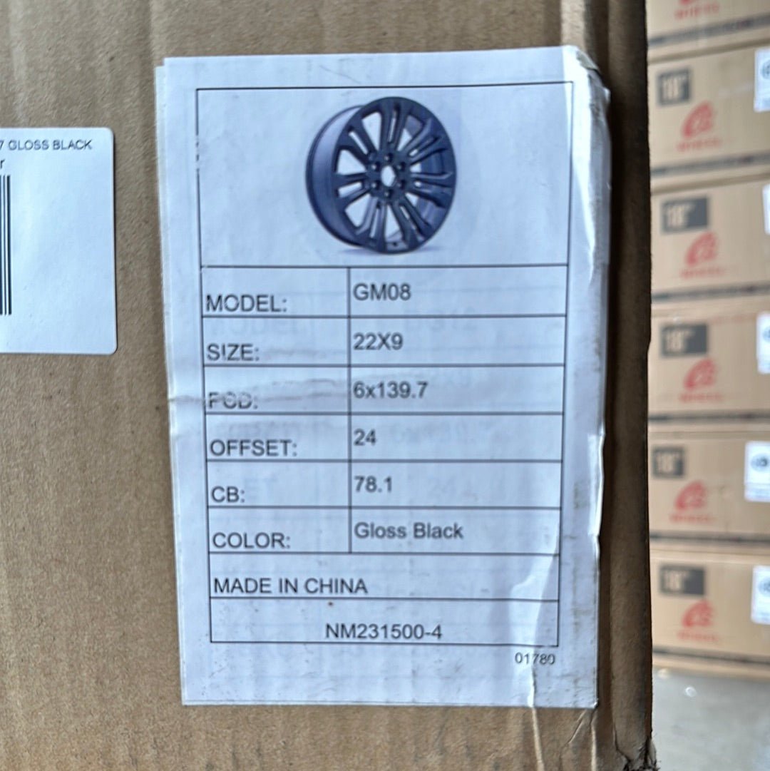 GM08 DENALI STYLE 22x9.0 6x139.7 GLOSS BLACK - Gun Hill Tire House (WTW - WHOLESALE TIRES & WHEELS)