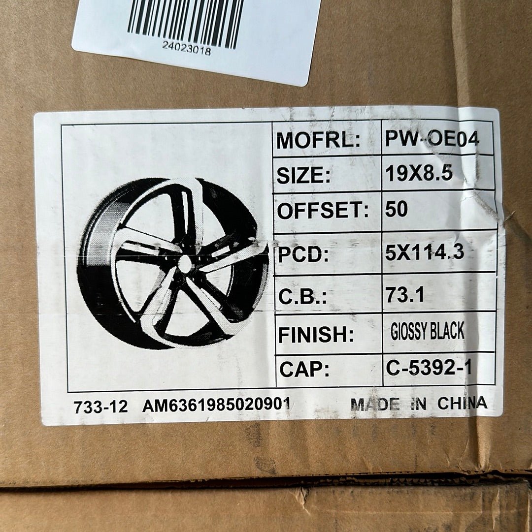 OE04 S 19x8.5 5x114.3 GLOSS BLACK +50mm 73,1mm - Gun Hill Tire House (WTW - WHOLESALE TIRES & WHEELS)