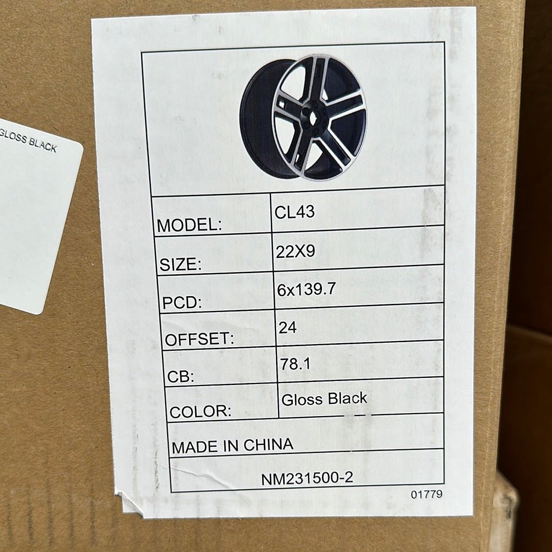 CL43 SILVERADO STYLE 22x9.0 6x139.7 GLOSS BLACK - Gun Hill Tire House (WTW - WHOLESALE TIRES & WHEELS)