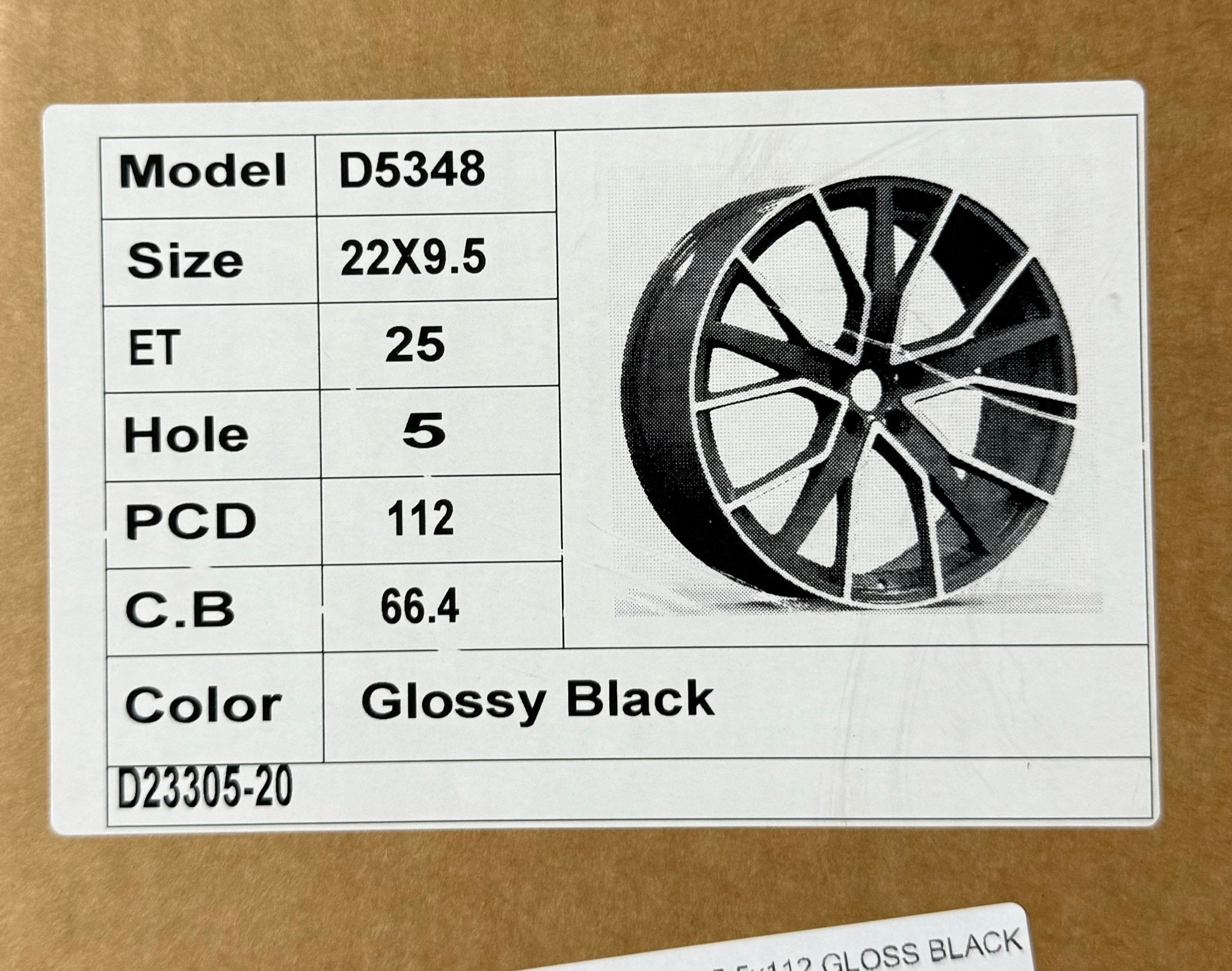 OE - 5358 22x9.5 5x112 GLOSS BLACK - Gun Hill Tire House (WTW - WHOLESALE TIRES & WHEELS)