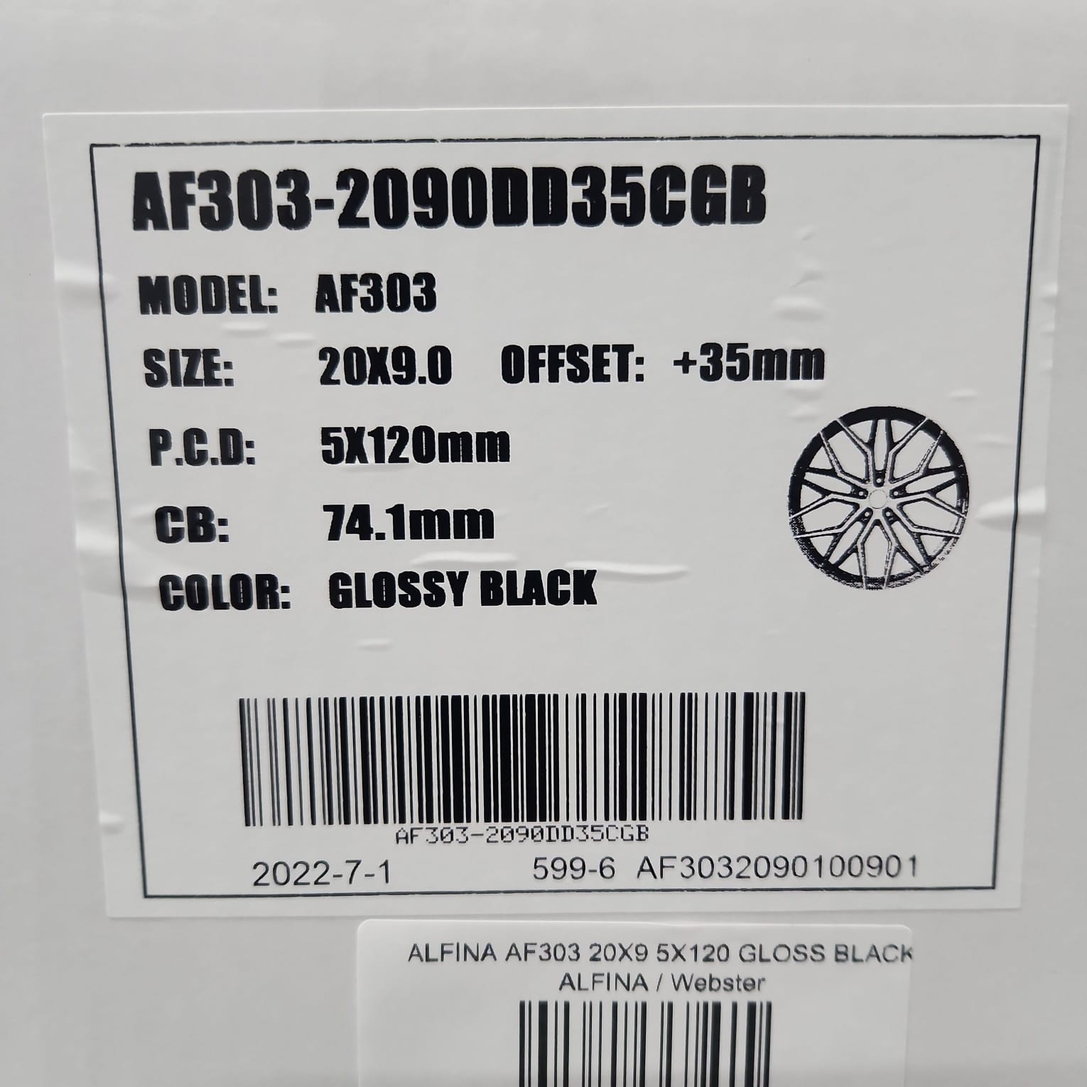 ALFINA AF303 20X9 5X120 GLOSS BLACK - Gun Hill Tire House (WTW - WHOLESALE TIRES & WHEELS)