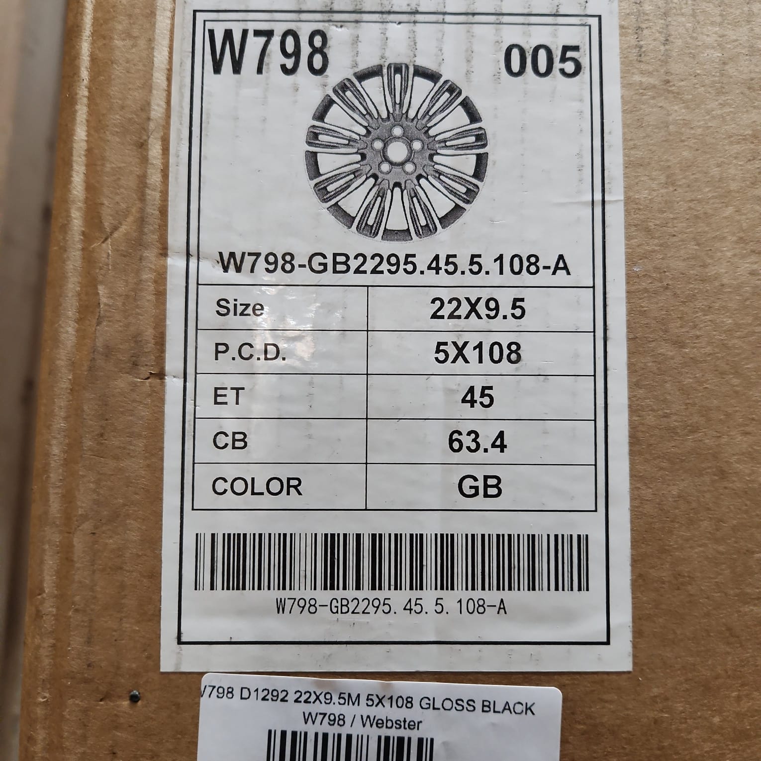 W798 D1292 WEELS 22x9.5M 5x108 GLOSS BLACK - Gun Hill Tire House (WTW - WHOLESALE TIRES & WHEELS)