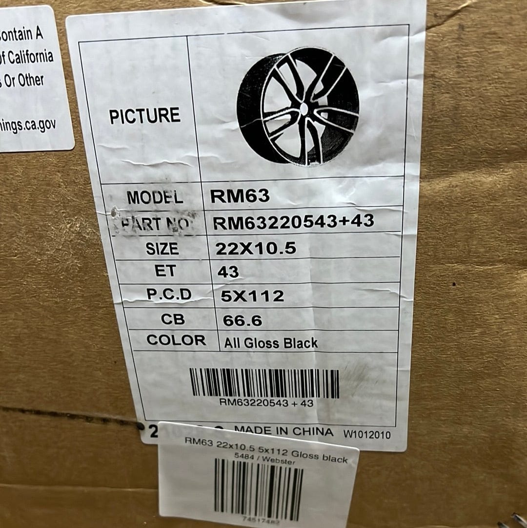 RM63 WHEELS 22x9 5x112 GLOSS BLACK - Gun Hill Tire House (WTW - WHOLESALE TIRES & WHEELS)