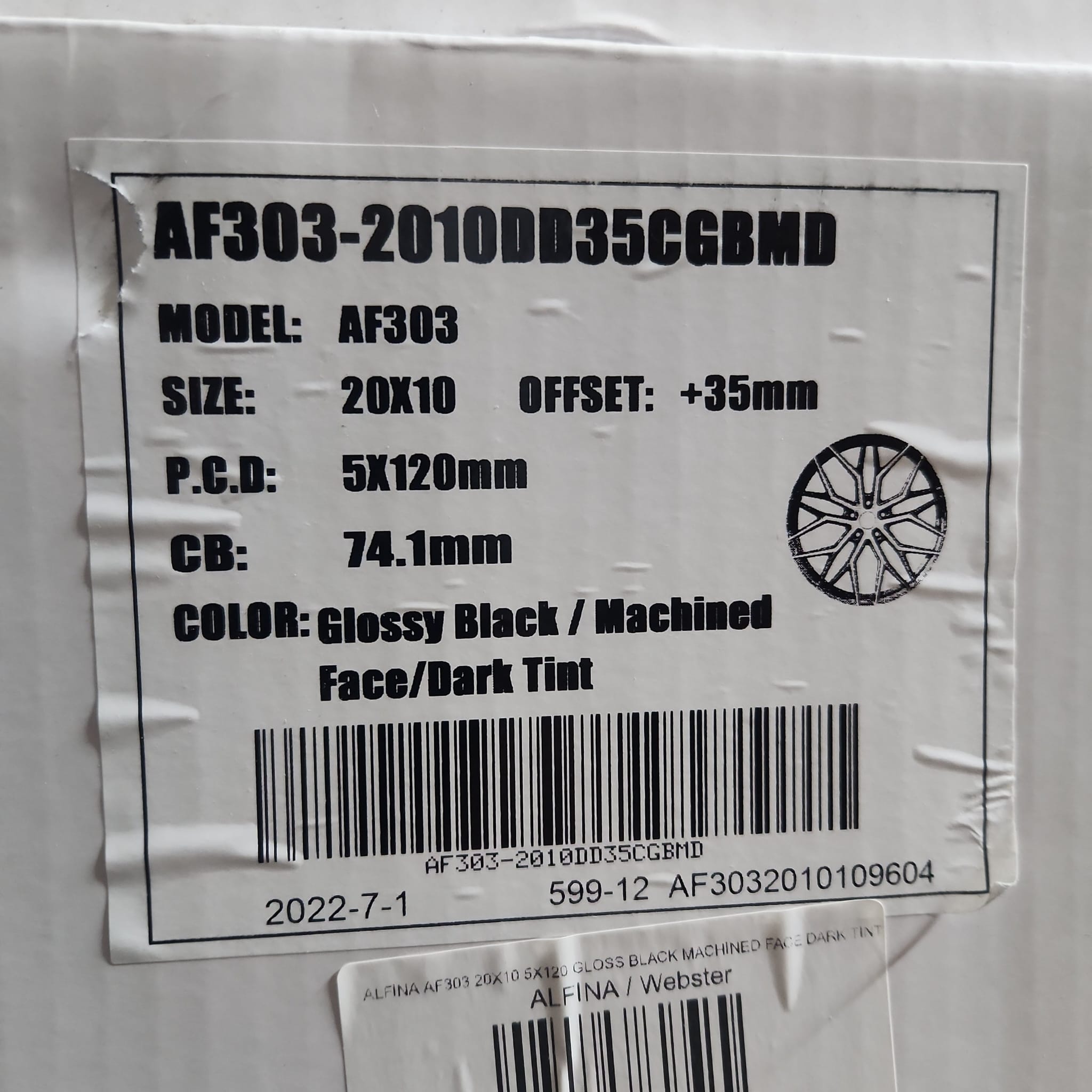 ALFINA AF303 20X10 5X120 GLOSS BLACK MACHINED FACE DARK TINT - Gun Hill Tire House (WTW - WHOLESALE TIRES & WHEELS)