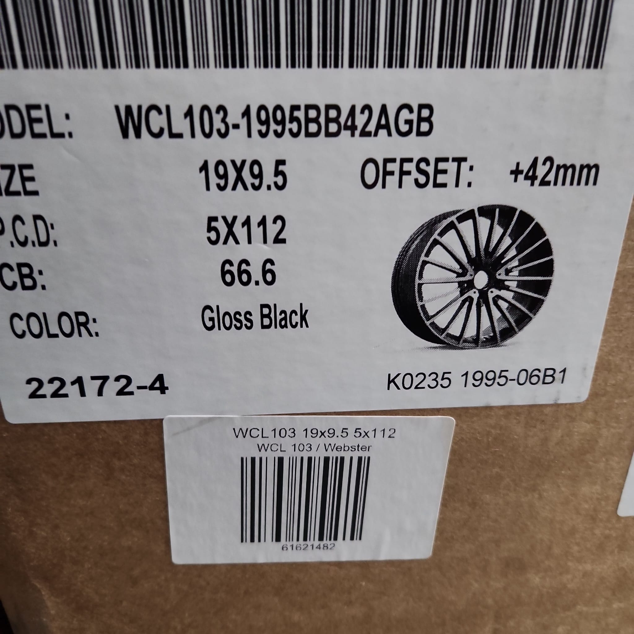 WCL103 0235 WHEELS 19x9.5 5x112 GLOSS BLACK - Gun Hill Tire House (WTW - WHOLESALE TIRES & WHEELS)