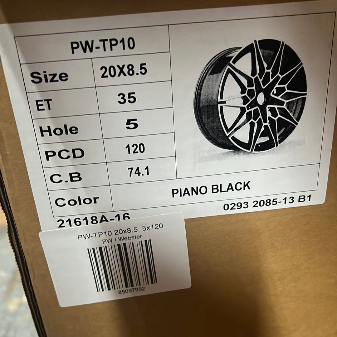 PW - TP10 WHEELS 20x8.5 5x120 GLOSS BLACK - Gun Hill Tire House (WTW - WHOLESALE TIRES & WHEELS)