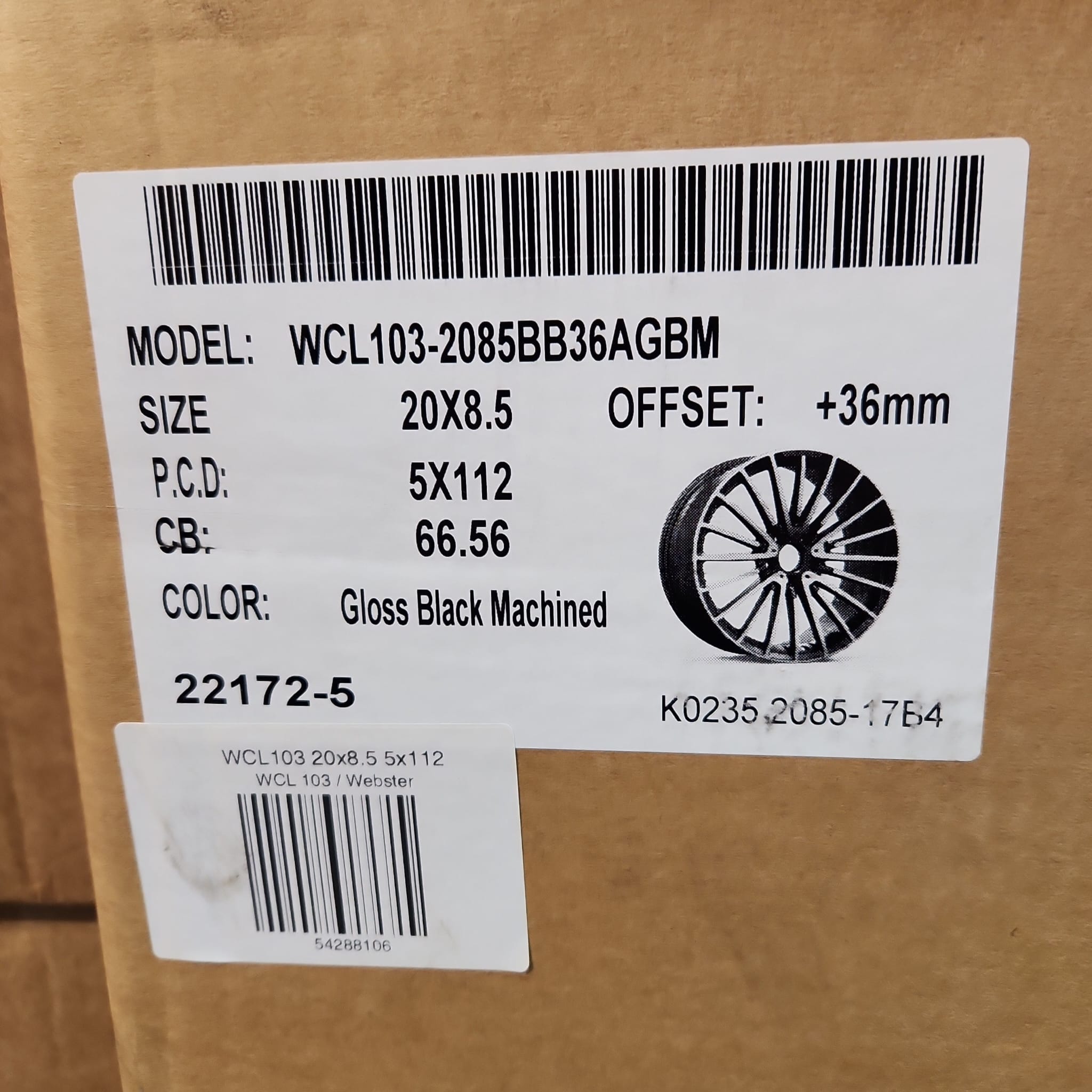 WCL103 WHEELS 20x8.5 5x112 GLOSS BLACK MACHINE - Gun Hill Tire House (WTW - WHOLESALE TIRES & WHEELS)