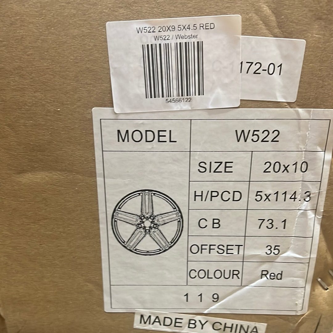 W522 20X10 5X4.5 RED - Gun Hill Tire House (WTW - WHOLESALE TIRES & WHEELS)