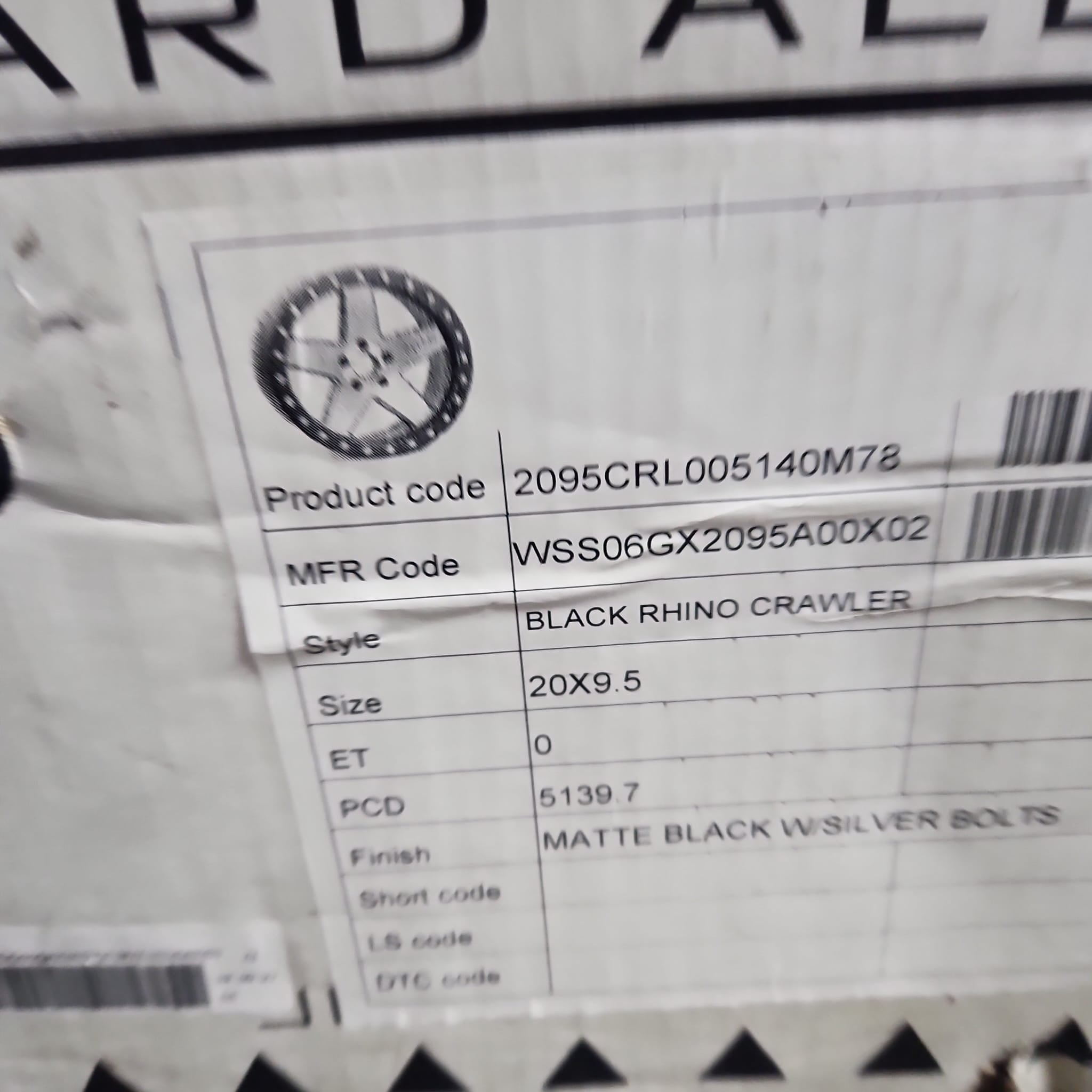 BLACK RHINO CRL005 20x9.5 5x139.7 MATTE BLACK W SILVER BOLD - Gun Hill Tire House (WTW - WHOLESALE TIRES & WHEELS)