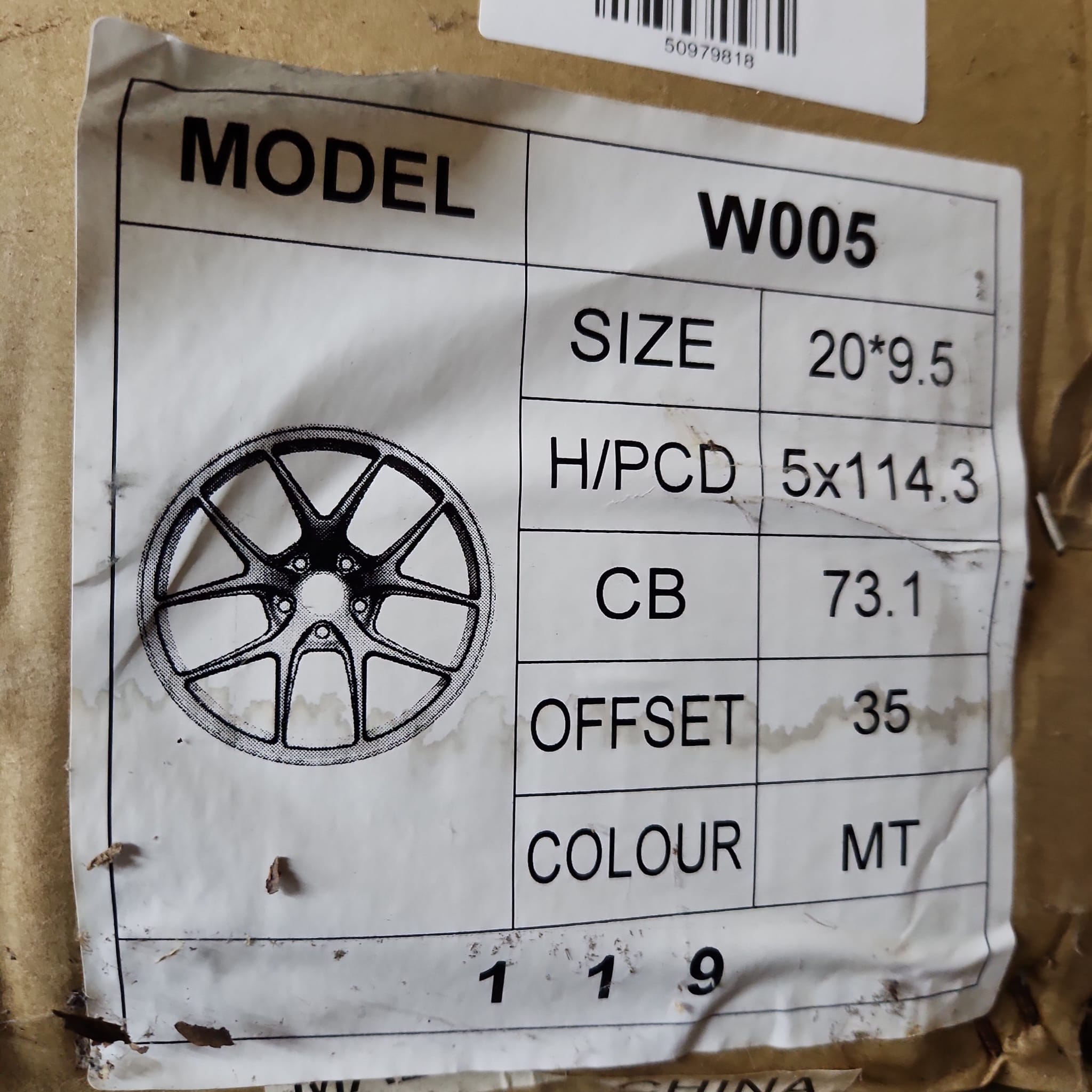 W005 MT 20X9.5 5X114.3 - Gun Hill Tire House (WTW - WHOLESALE TIRES & WHEELS)