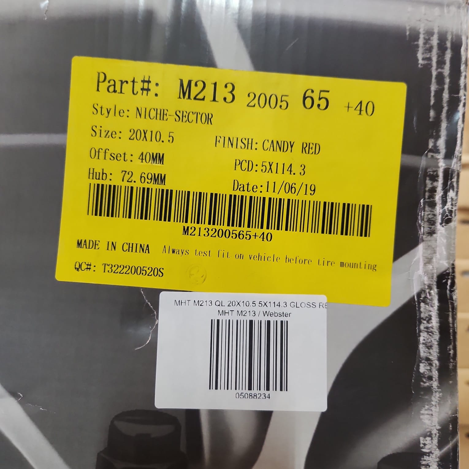 NICHE SECTOR MHT M213 QL 20X10.5 5X114.3 GLOSS RED - Gun Hill Tire House (WTW - WHOLESALE TIRES & WHEELS)