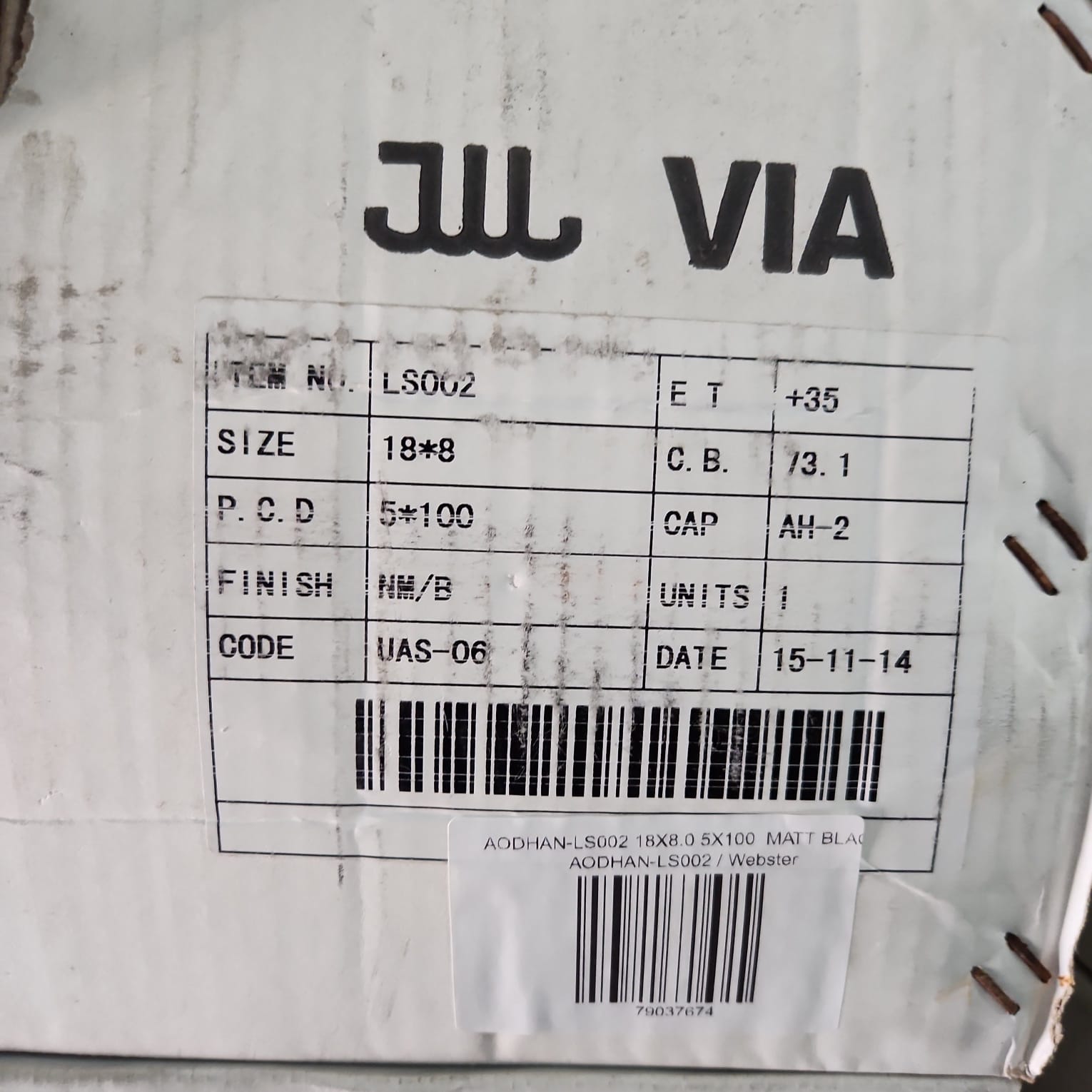 AODHAN - LS002 18X8.0 5X100 MATT BLACK - Gun Hill Tire House (WTW - WHOLESALE TIRES & WHEELS)