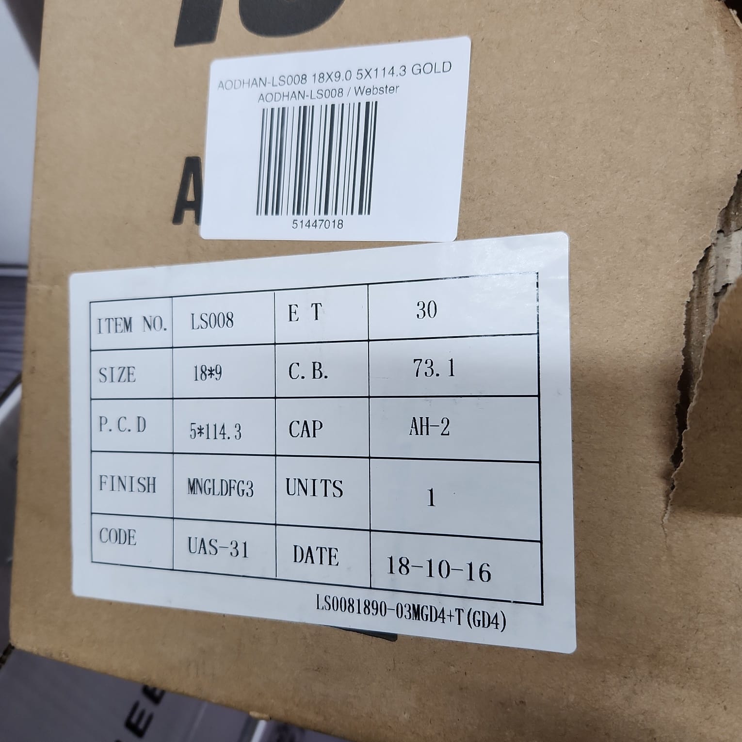 AODHAN - LS008 18X9.0 5X114.3 GOLD - Gun Hill Tire House (WTW - WHOLESALE TIRES & WHEELS)