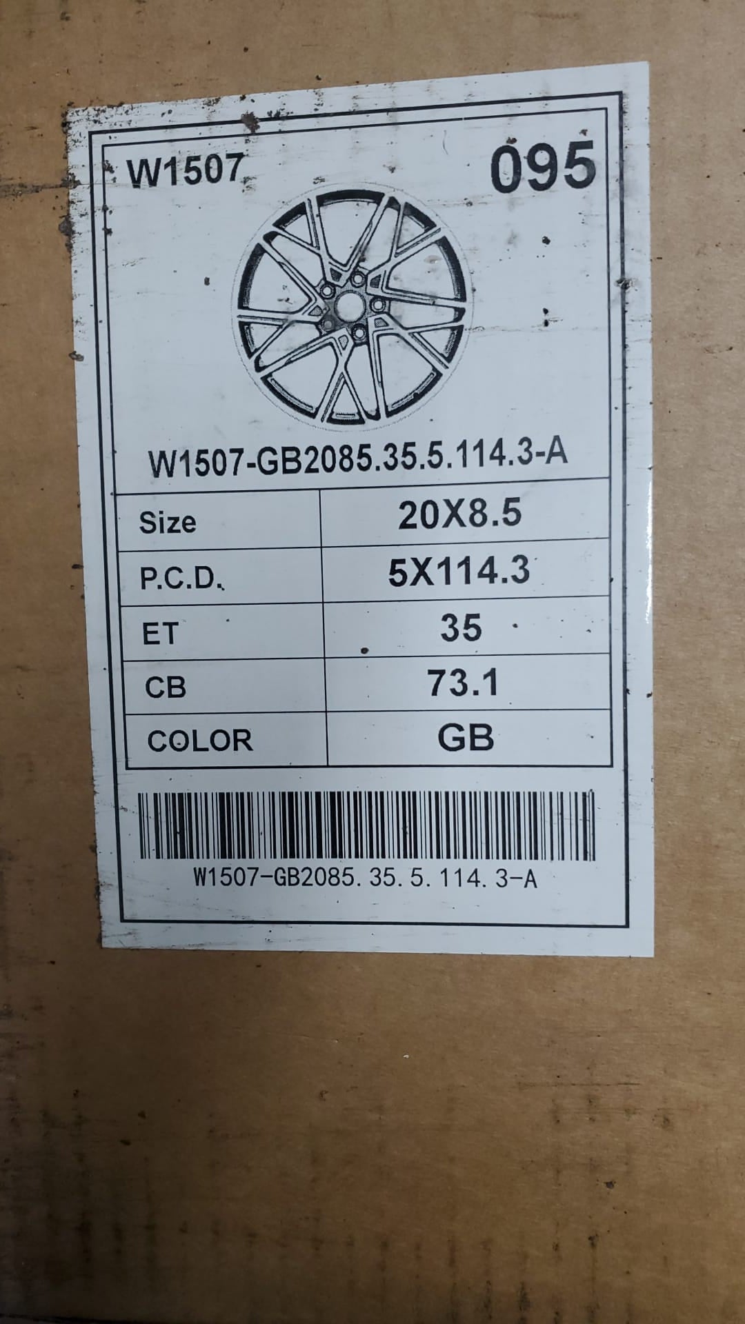 W1507 20x8.5 5x114.3 BLACK - Gun Hill Tire House (WTW - WHOLESALE TIRES & WHEELS)