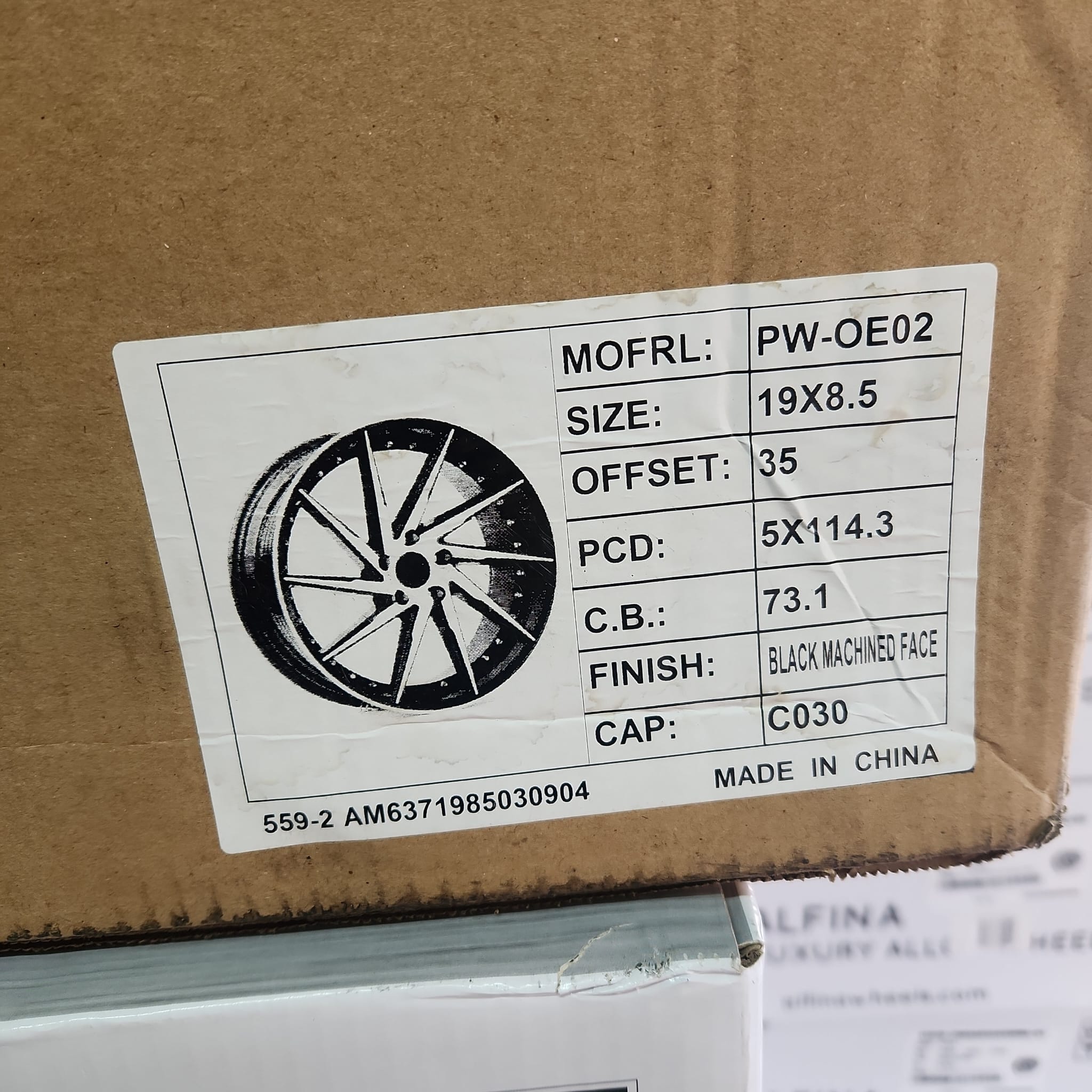 PW - OE02 WHEELS 19X8.5 5X114.3 BLACK MACHINED FACE - Gun Hill Tire House (WTW - WHOLESALE TIRES & WHEELS)