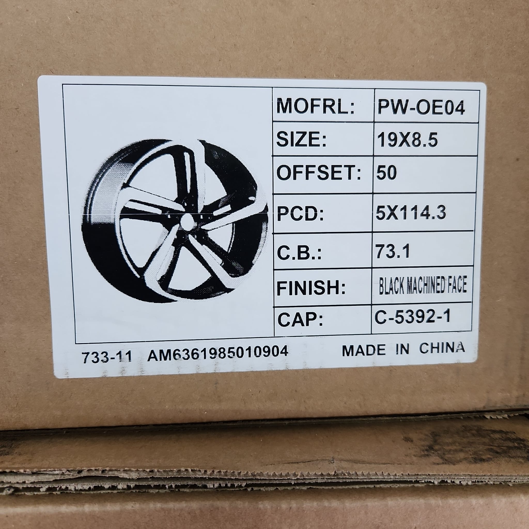 OE04 S 19x8.5 5x114.3 GLOSS BLACK MACHINE FACE - Gun Hill Tire House (WTW - WHOLESALE TIRES & WHEELS)