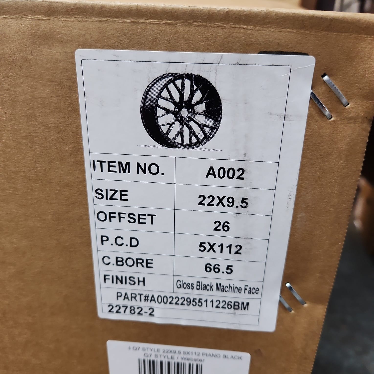 OE 0174 Q7 STYLE 22X9.5 5X112 BLACK MACHINED FACE - Gun Hill Tire House (WTW - WHOLESALE TIRES & WHEELS)