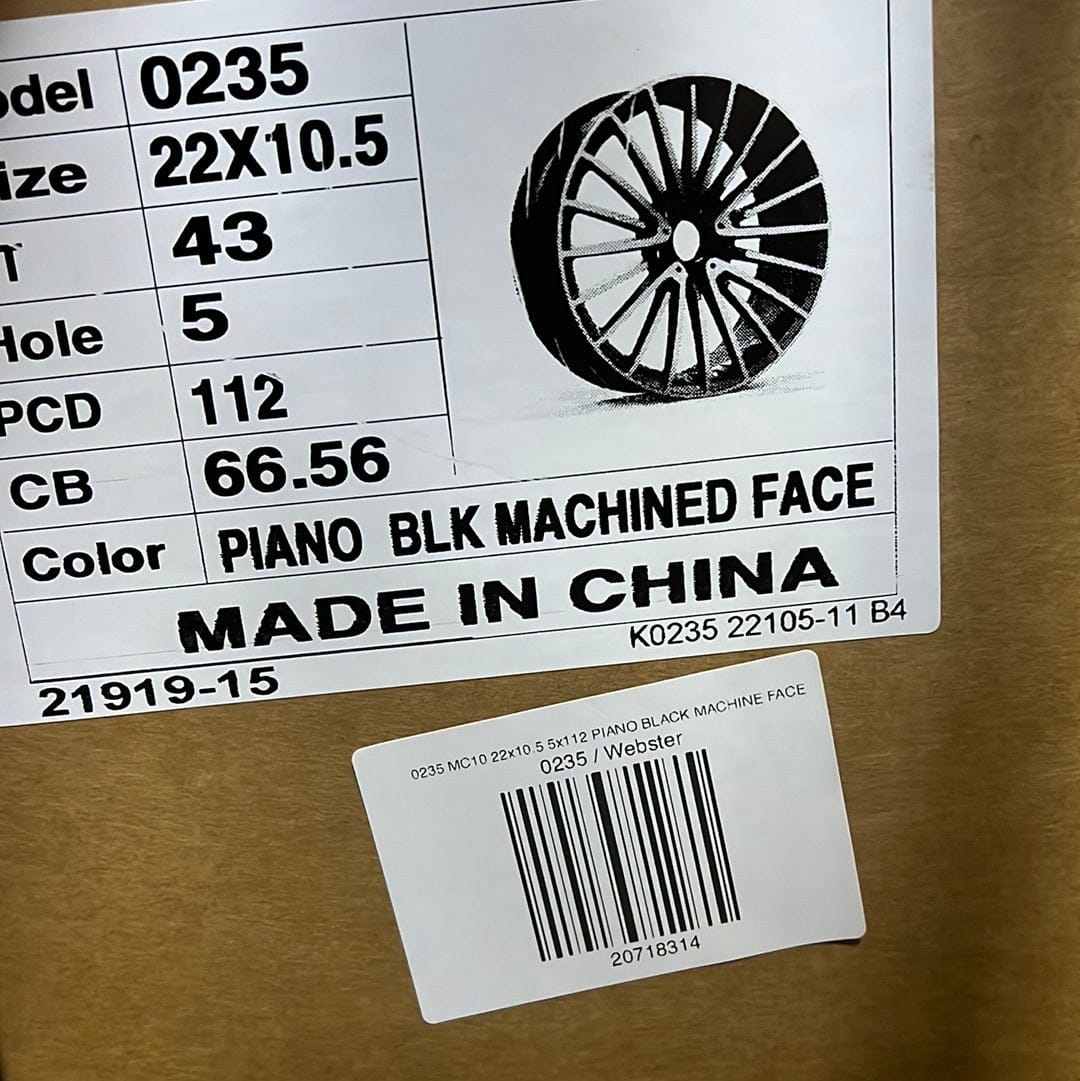0235 WHEELS MC10 22x10.5 5x112 PIANO BLACK MACHINE FACE - Gun Hill Tire House (WTW - WHOLESALE TIRES & WHEELS)