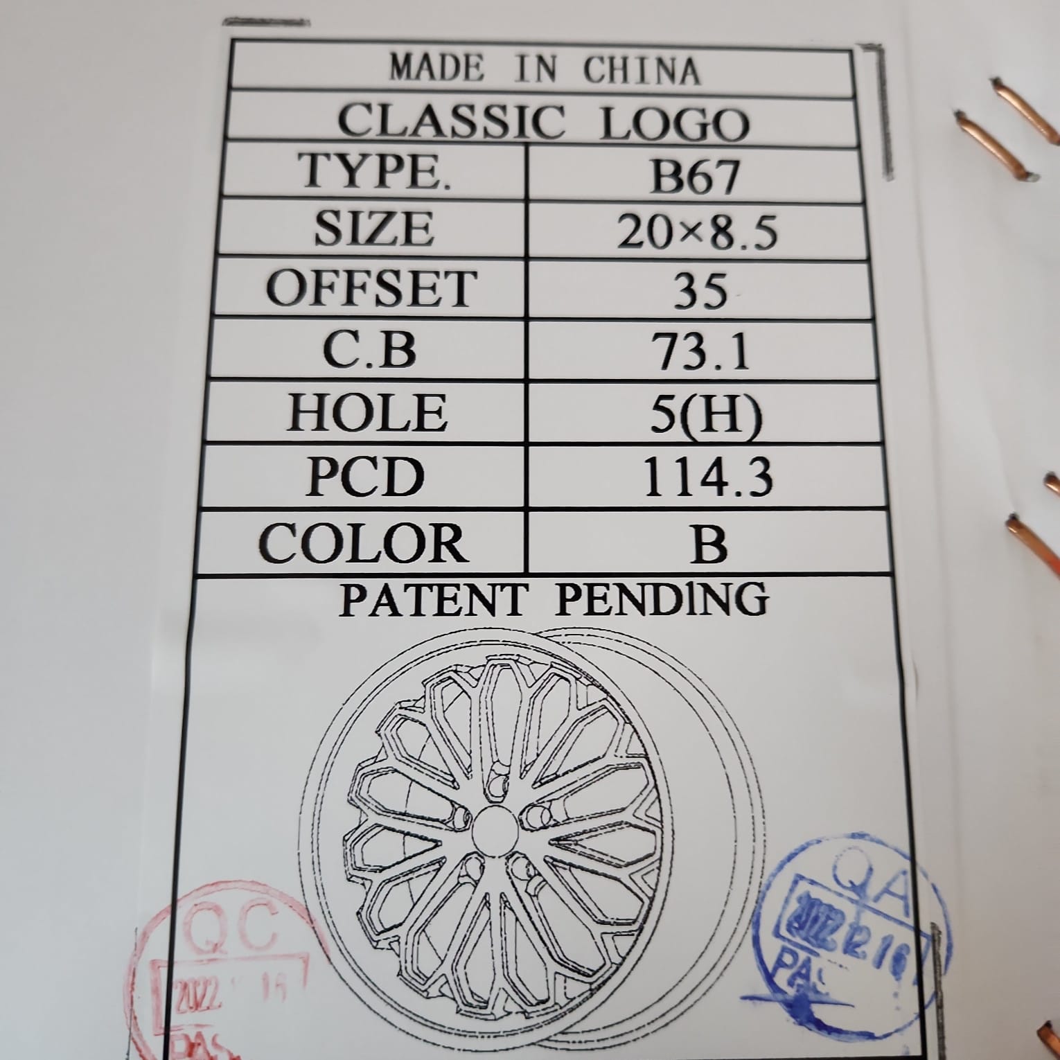 BORGHINI WHEEL B67 - M 20X8.5 5X114.3 B - Gun Hill Tire House (WTW - WHOLESALE TIRES & WHEELS)