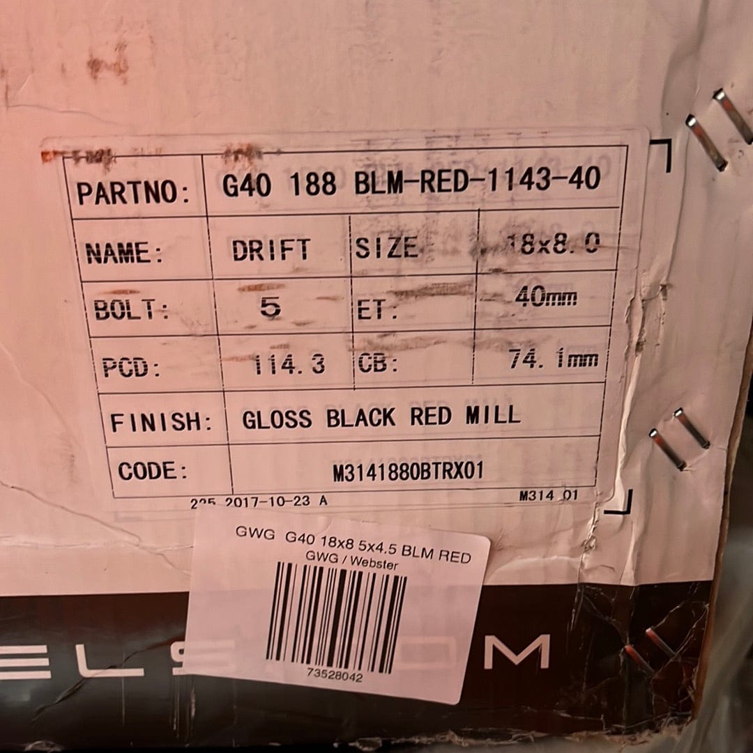 GWG G40 DRIFT 18x8 5x4.5 GLOSS BLACK RED MILL - Gun Hill Tire House (WTW - WHOLESALE TIRES & WHEELS)