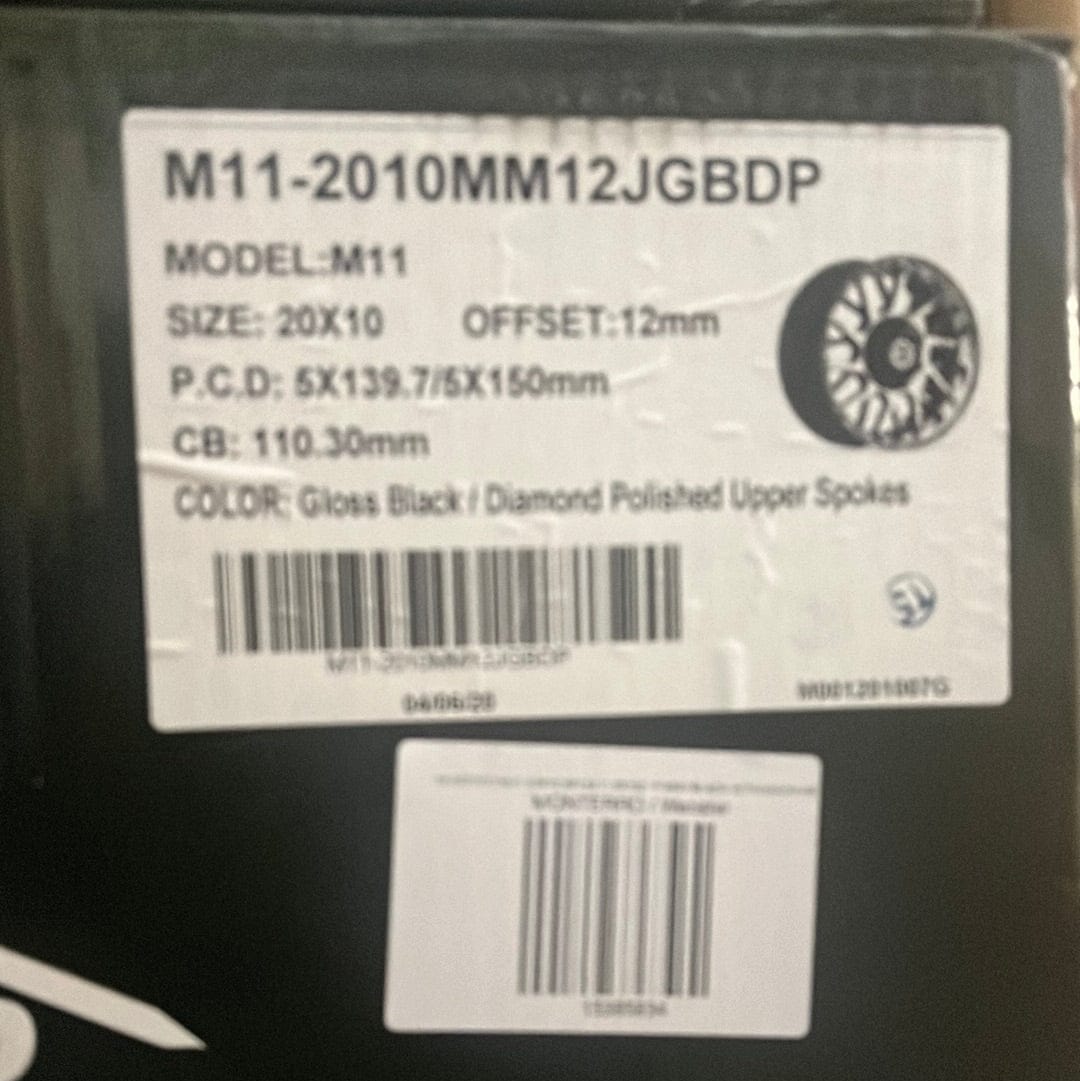 MONTORO M11 20X10 5X139.7 - 5X150 PIANO BLACK WITH MACHINED FACE - Gun Hill Tire House (WTW - WHOLESALE TIRES & WHEELS)