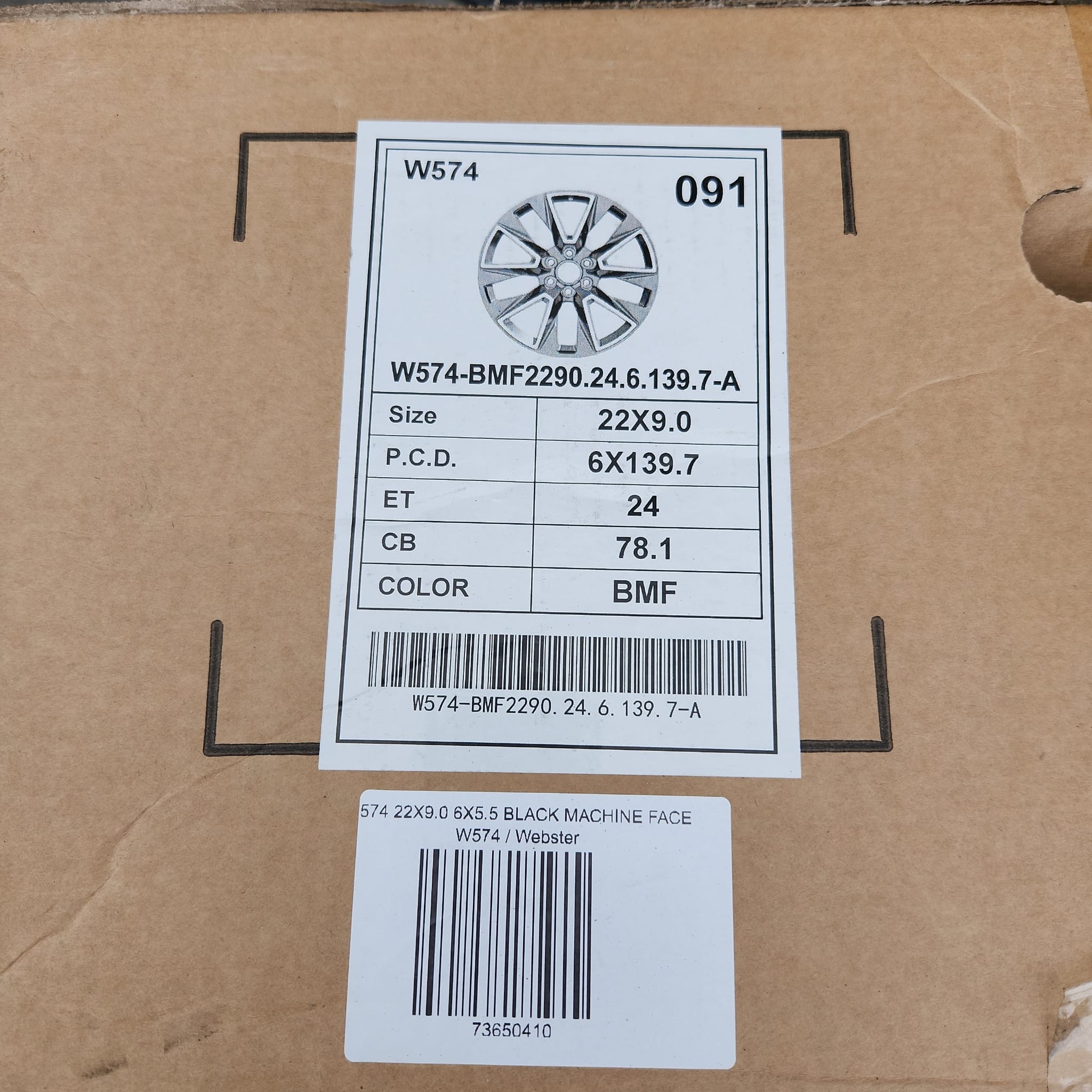 W574 22X9.0 6X139.7 BLACK MACHINE FACE - Gun Hill Tire House (WTW - WHOLESALE TIRES & WHEELS)