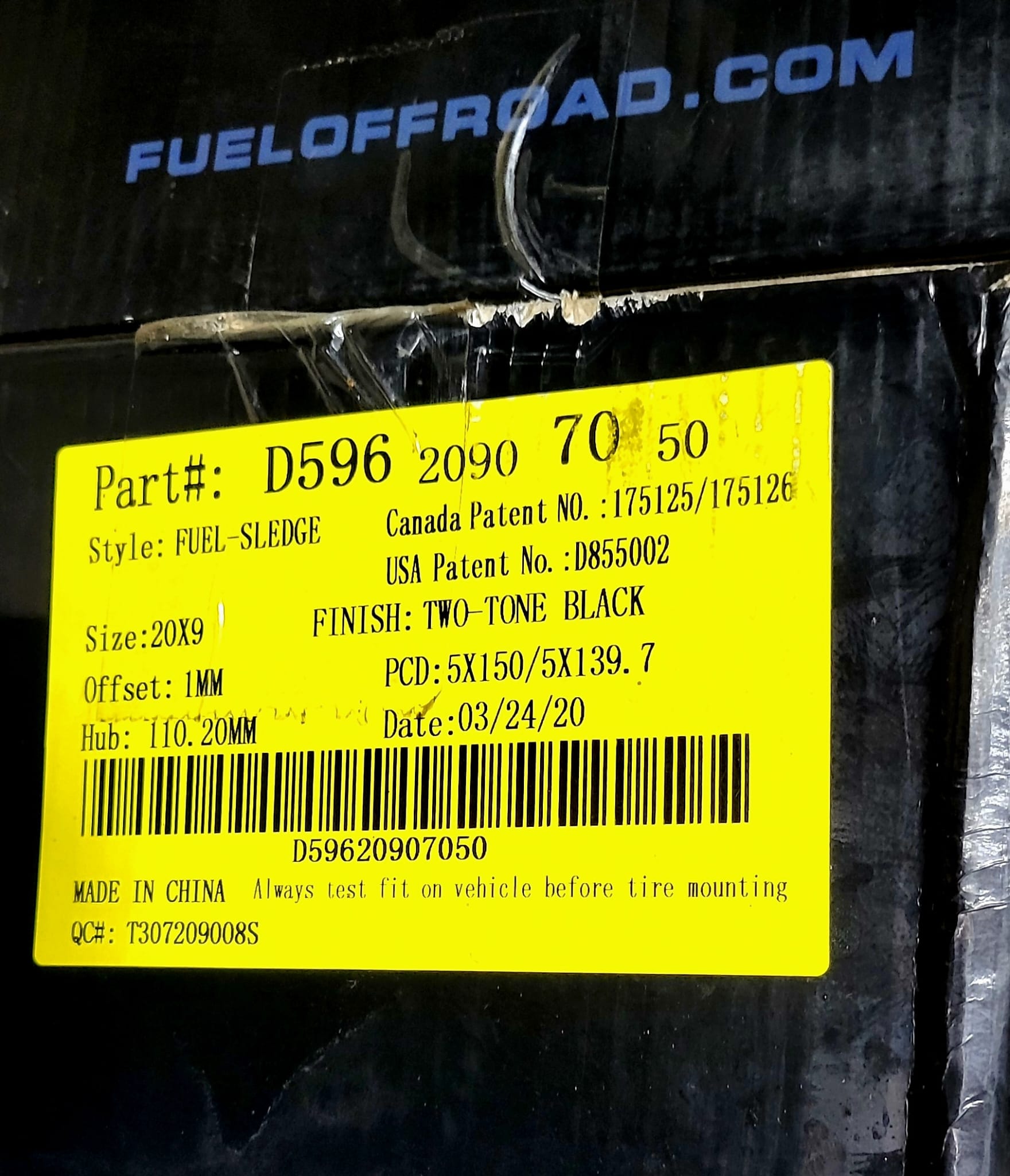 FUEL D596 20X9 5X150 5X139.7 BLACK - Gun Hill Tire House (WTW - WHOLESALE TIRES & WHEELS)