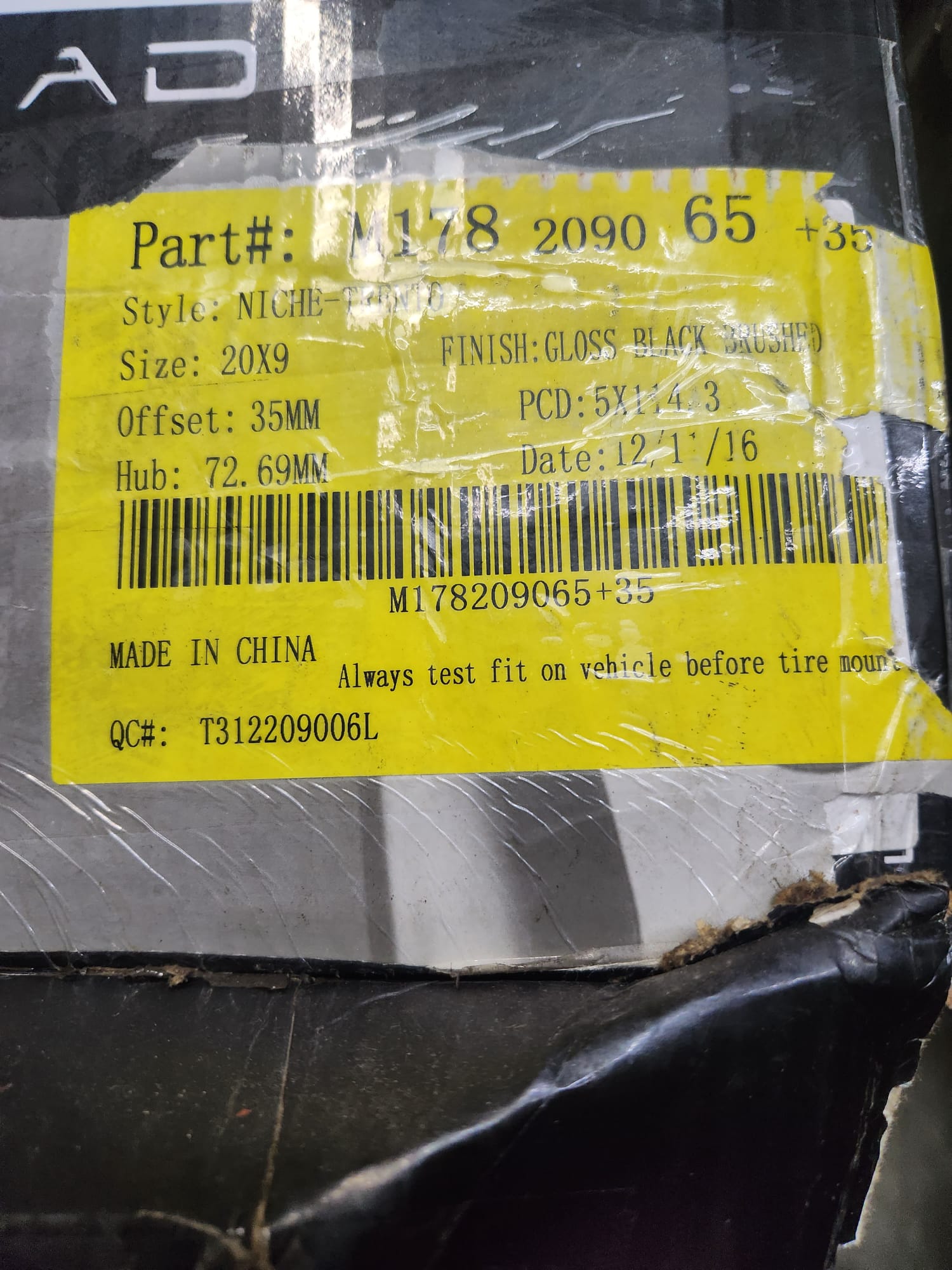 NICHE M178 20X9 5X114.3 GLOSS BLACK BRUSHED - Gun Hill Tire House (WTW - WHOLESALE TIRES & WHEELS)