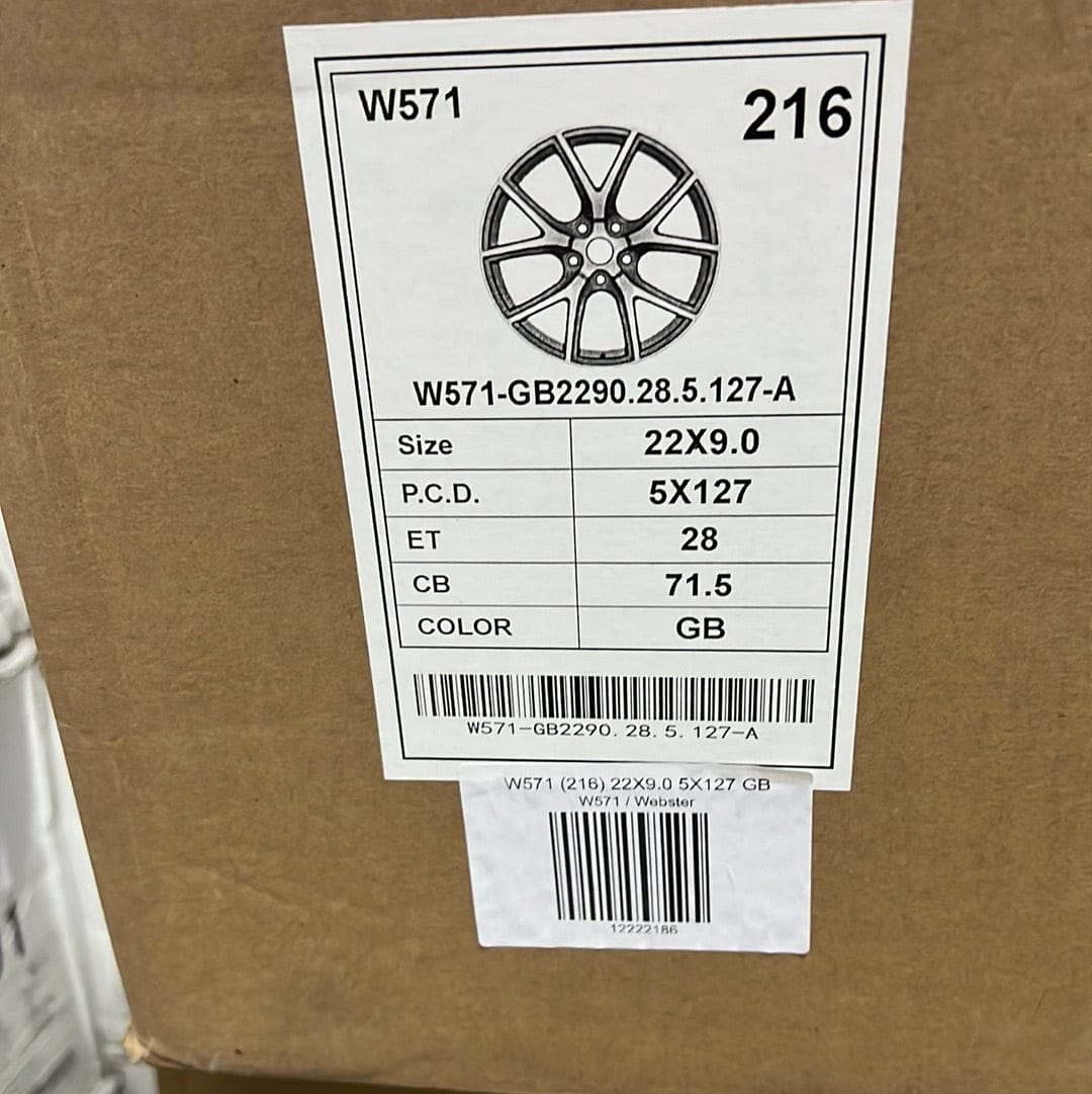 W571 WHEELS 22X9.0 5X127 GLOSS BLACK - Gun Hill Tire House (WTW - WHOLESALE TIRES & WHEELS)