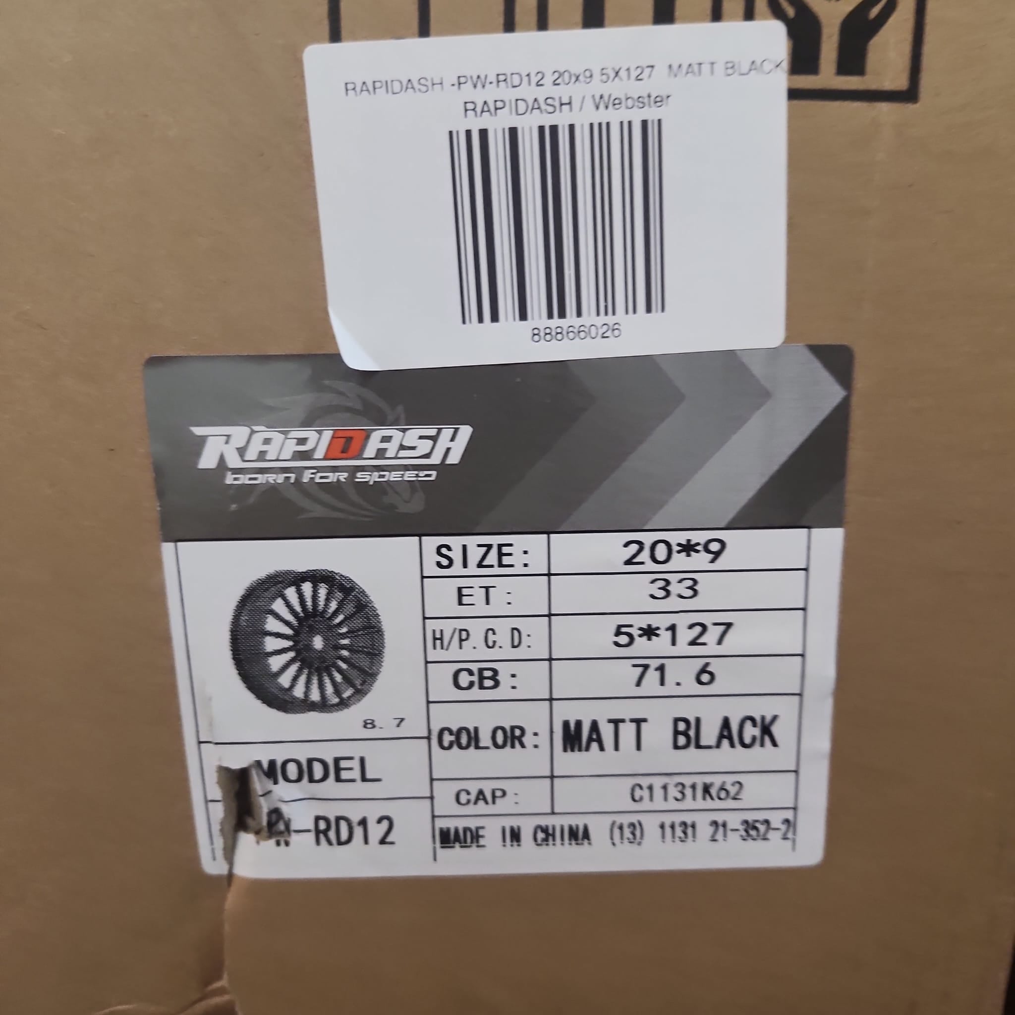 PW - RAPIDASH - RD12 WHEELS 20x9 5X127 MATT BLACK - Gun Hill Tire House (WTW - WHOLESALE TIRES & WHEELS)