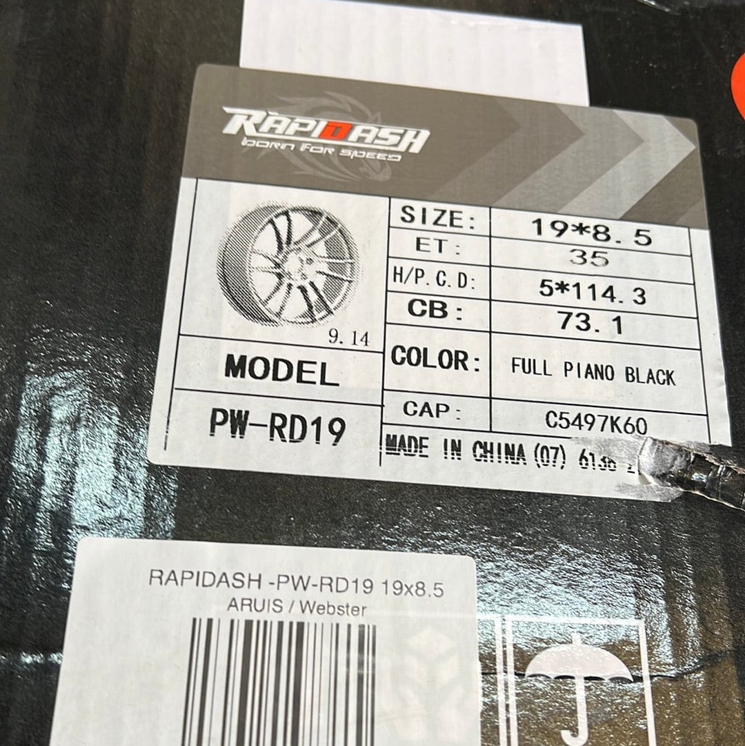 PW - RAPIDASH - RD19 WHEELS 19x8.5 5X120 GLOSS black - Gun Hill Tire House (WTW - WHOLESALE TIRES & WHEELS)