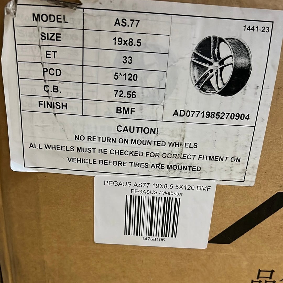 PEGAUS AS77 19X8.5 5X120 BLACK MACHINE FACE - Gun Hill Tire House (WTW - WHOLESALE TIRES & WHEELS)