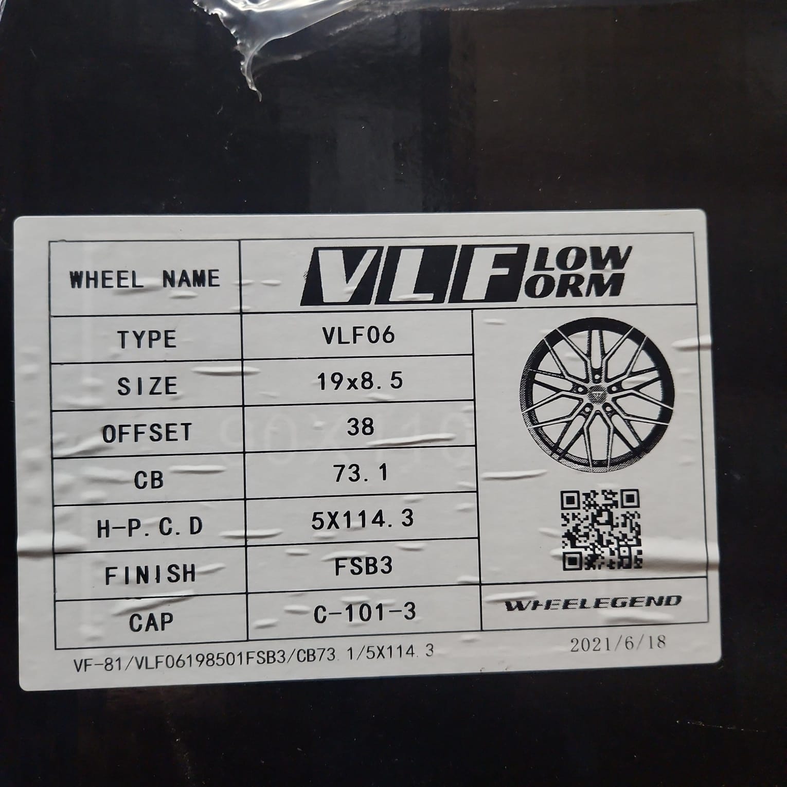 VLF06 19X8.5 5X114.3 MATTE BLACK - Gun Hill Tire House (WTW - WHOLESALE TIRES & WHEELS)