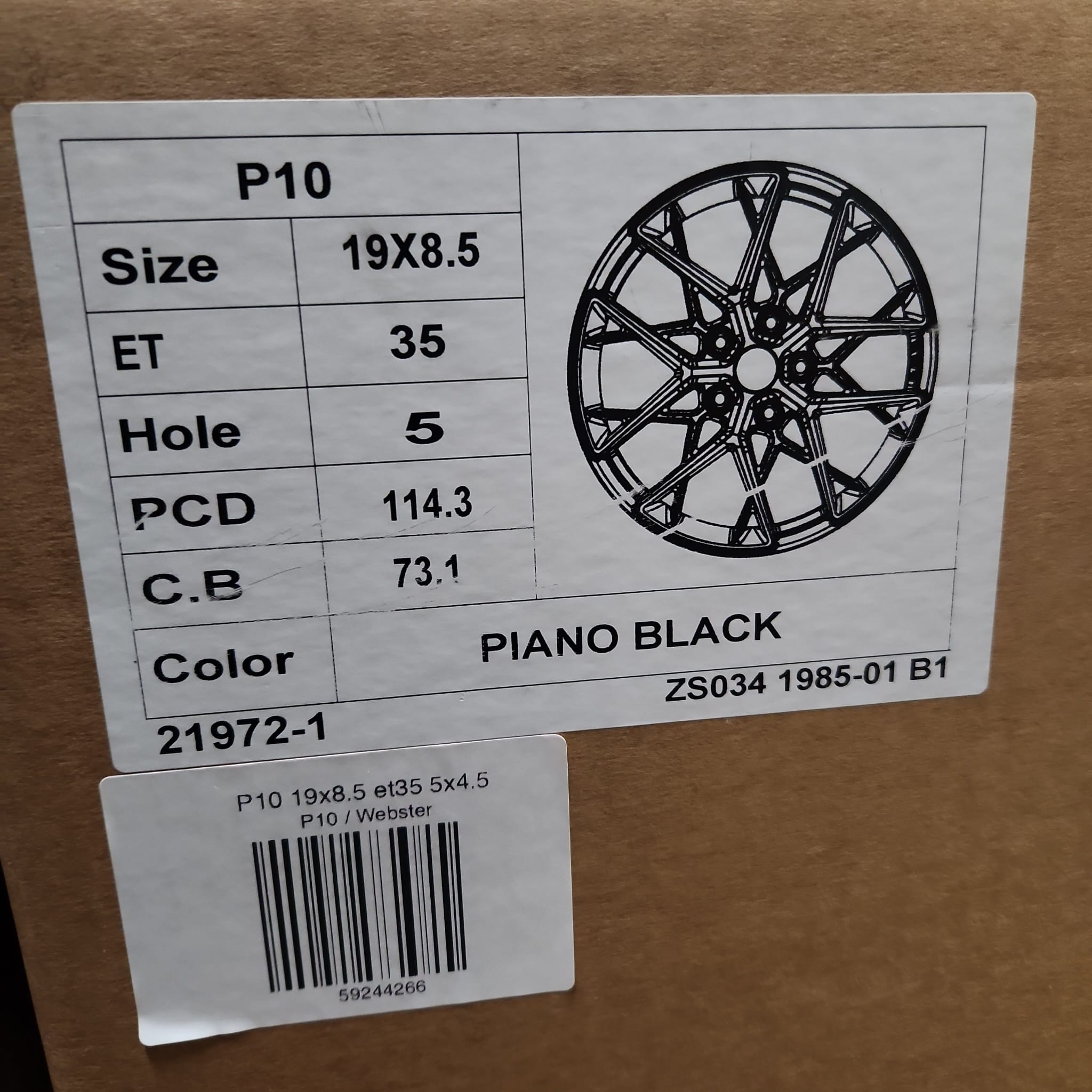 OE P10 19X8.5 5X4.5 GLOSS BLACK - Gun Hill Tire House (WTW - WHOLESALE TIRES & WHEELS)