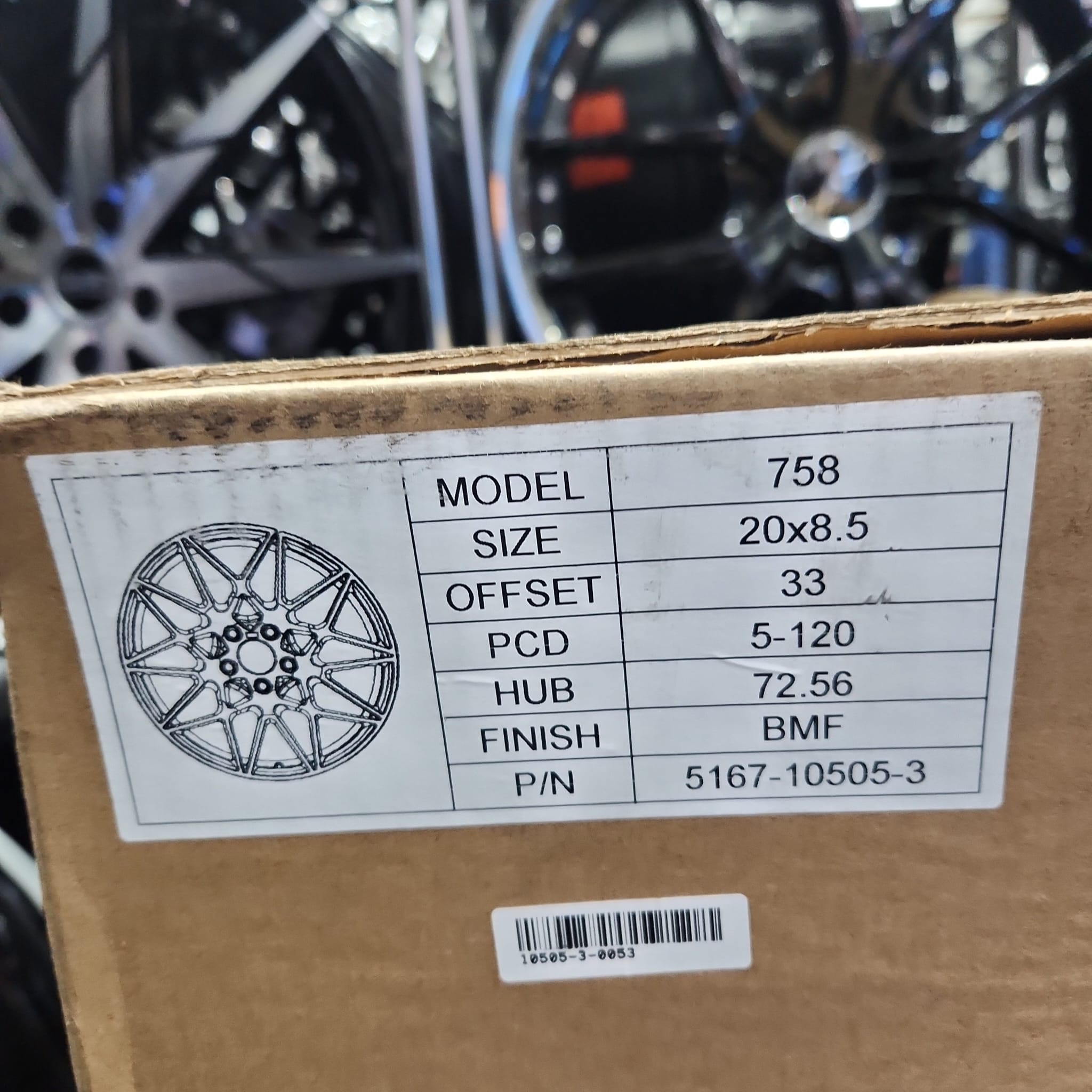 758 WHEELS 20X8.5 5X120 BLACK MACHINE FACE - Gun Hill Tire House (WTW - WHOLESALE TIRES & WHEELS)