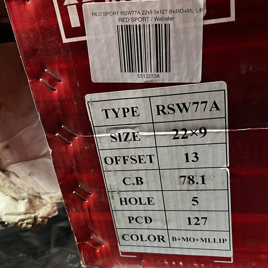 RED SPORT RSW77A 22x9 5x127 B+MO+ML LiP - Gun Hill Tire House (WTW - WHOLESALE TIRES & WHEELS)