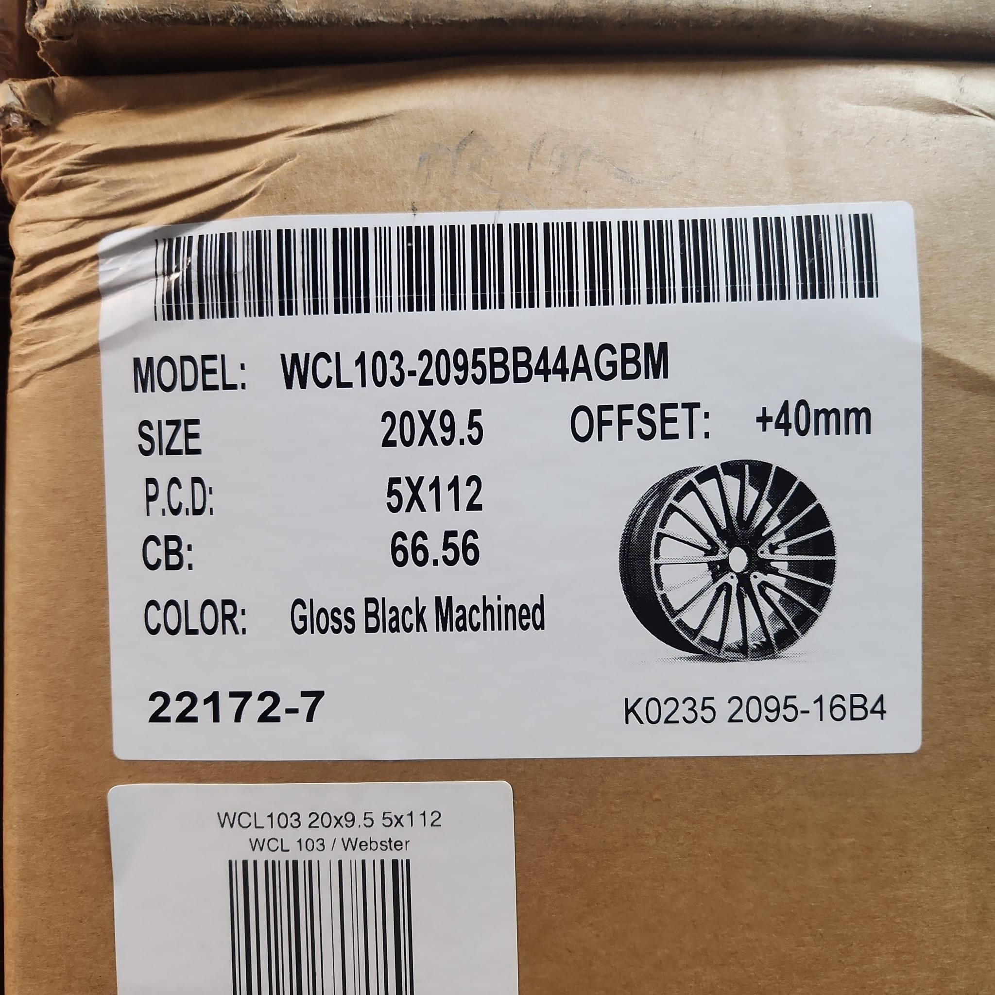 WCL103 0235 WHEELS 20x9.5 5x112 GLOSS BLACK MACHINED - Gun Hill Tire House (WTW - WHOLESALE TIRES & WHEELS)