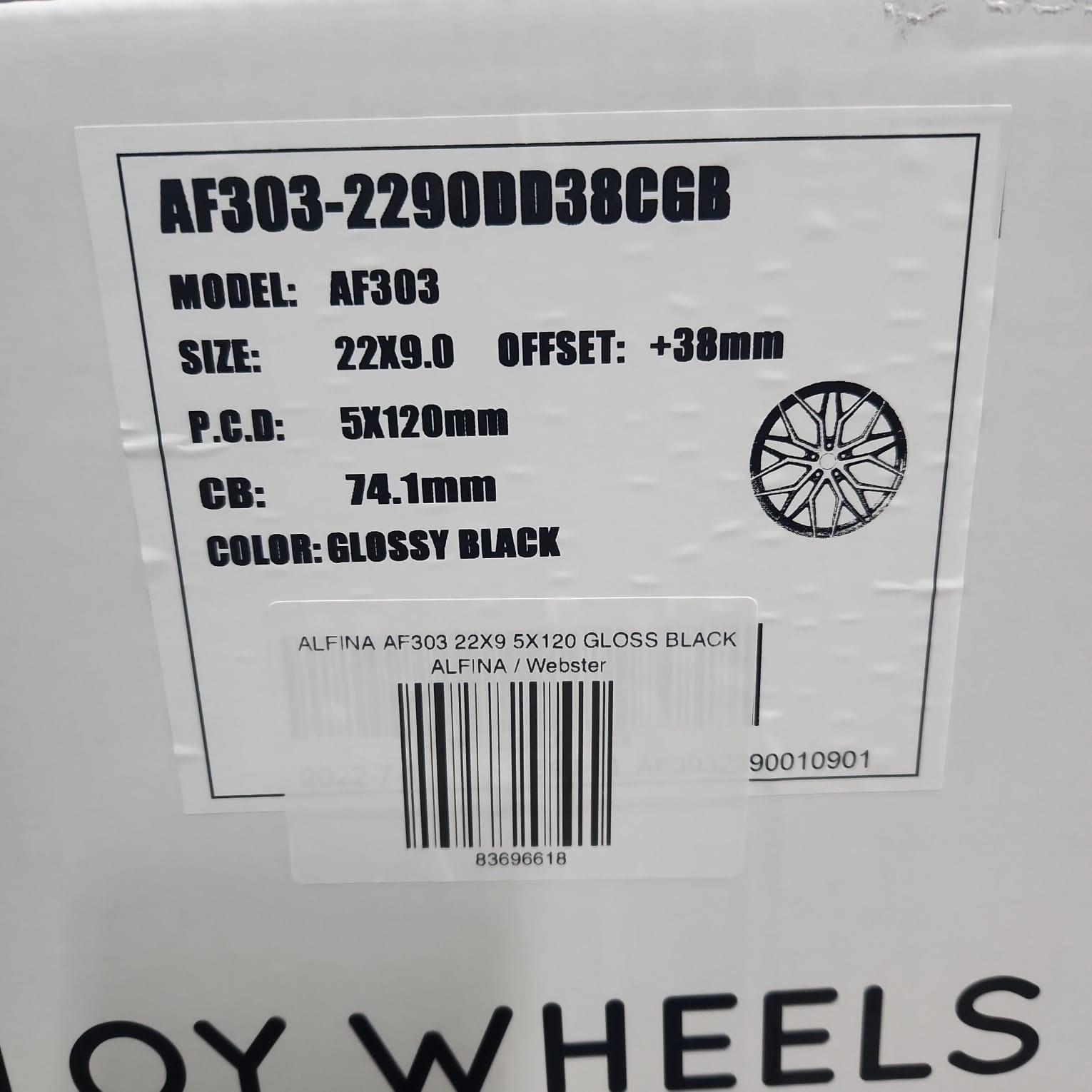 ALFINA AF303 22x9.0 5x120 GLOSS BLACK - Gun Hill Tire House (WTW - WHOLESALE TIRES & WHEELS)