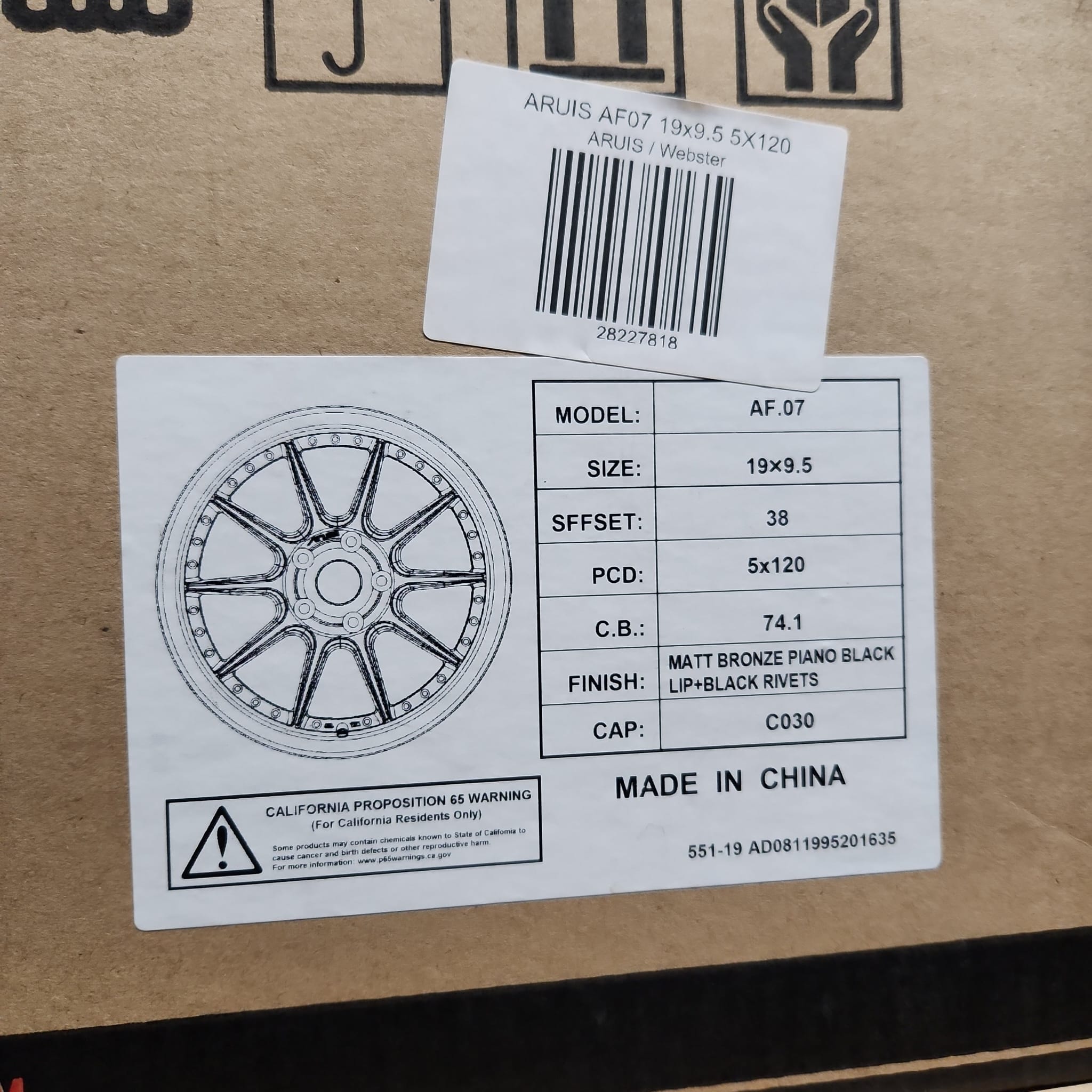 ARUIS AF07 19x9.5 5X120 MATTE BRONZE PIANO BLACK LIB BLACK RIVETE - Gun Hill Tire House (WTW - WHOLESALE TIRES & WHEELS)