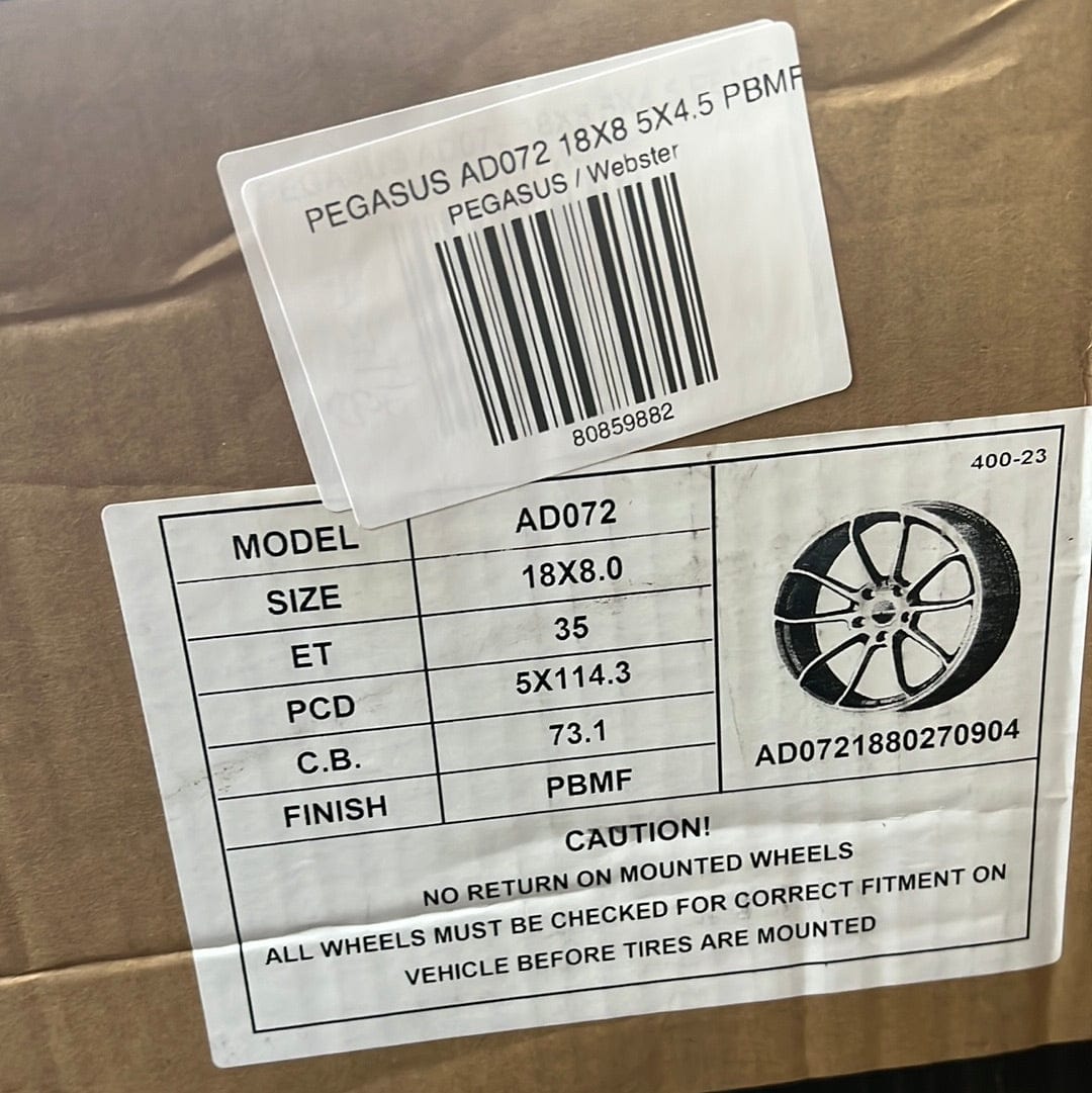 PEGASUS AD072 18X8 5X4.5 PBMF - Gun Hill Tire House (WTW - WHOLESALE TIRES & WHEELS)